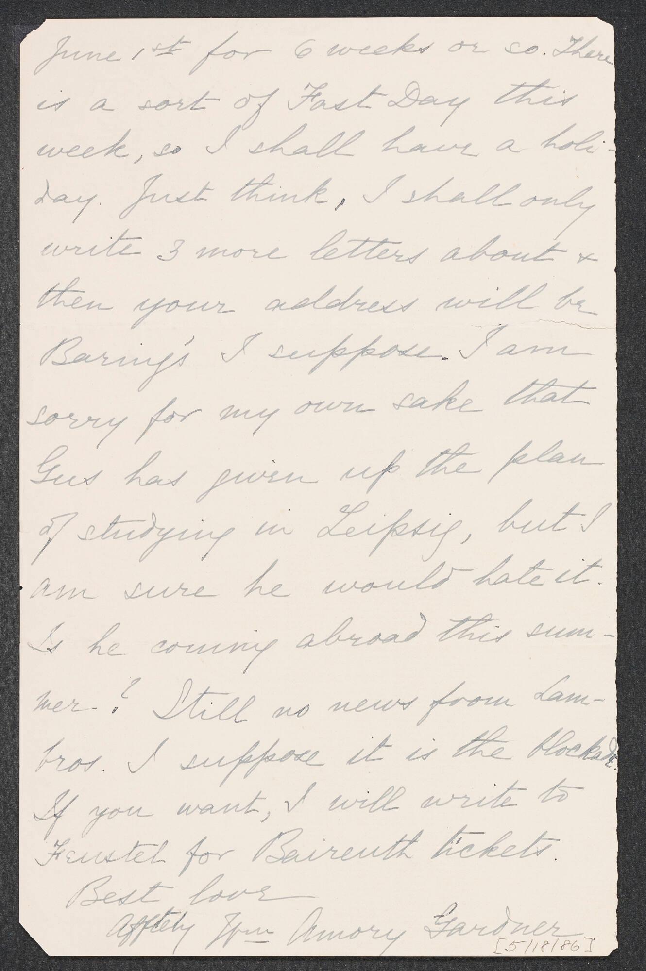 Letter to Isabella Stewart Gardner from Berlin, Germany | Isabella Stewart  Gardner Museum