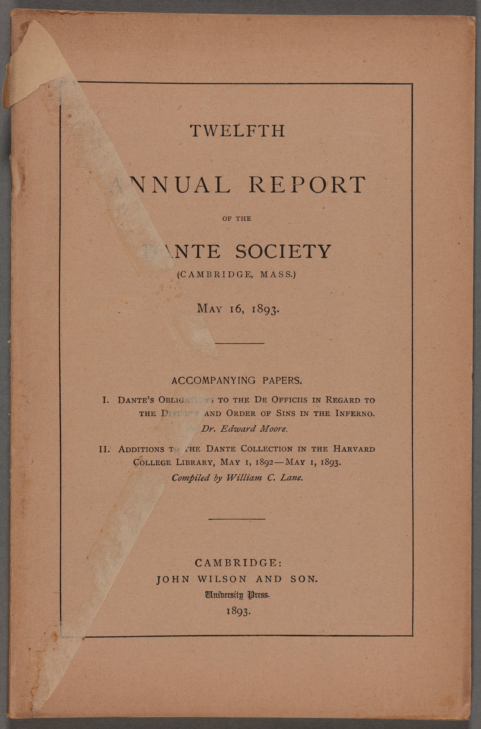 Twelfth Annual Report of the Dante Society | Isabella Stewart Gardner ...