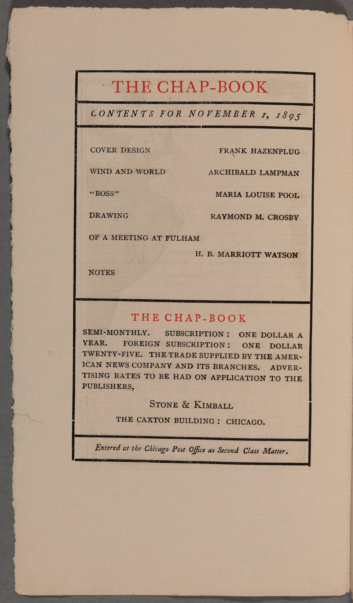 The Chap-Book | Isabella Stewart Gardner Museum