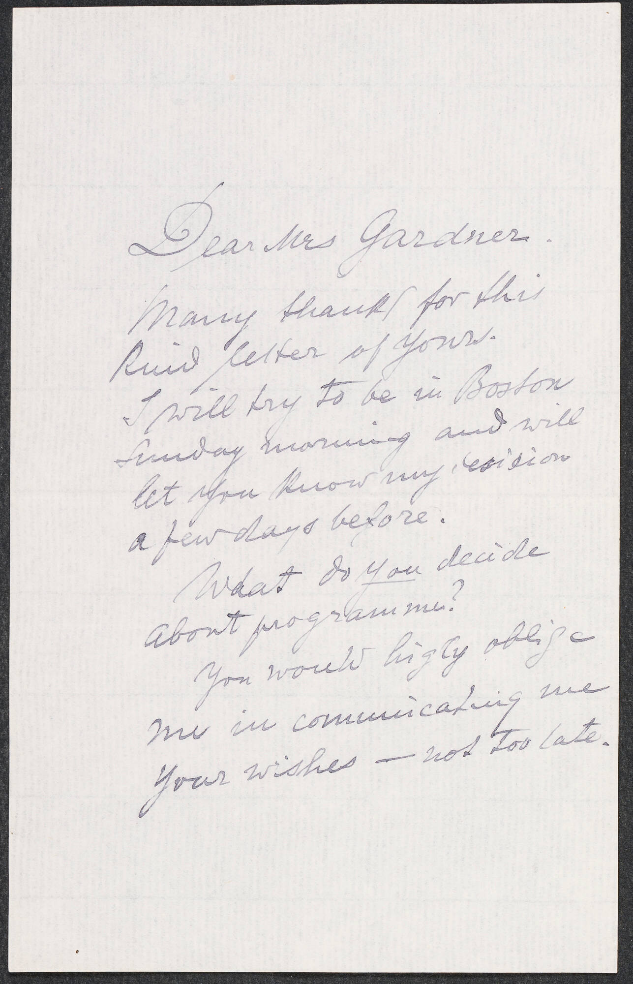 Letter to Isabella Stewart Gardner from New York | Isabella Stewart ...