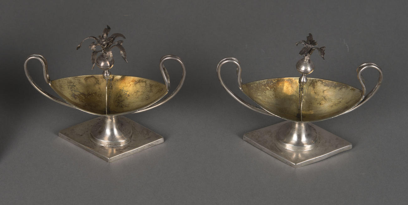 Austrian, Pair of Salt Cellars, 1810–1824, before treatment