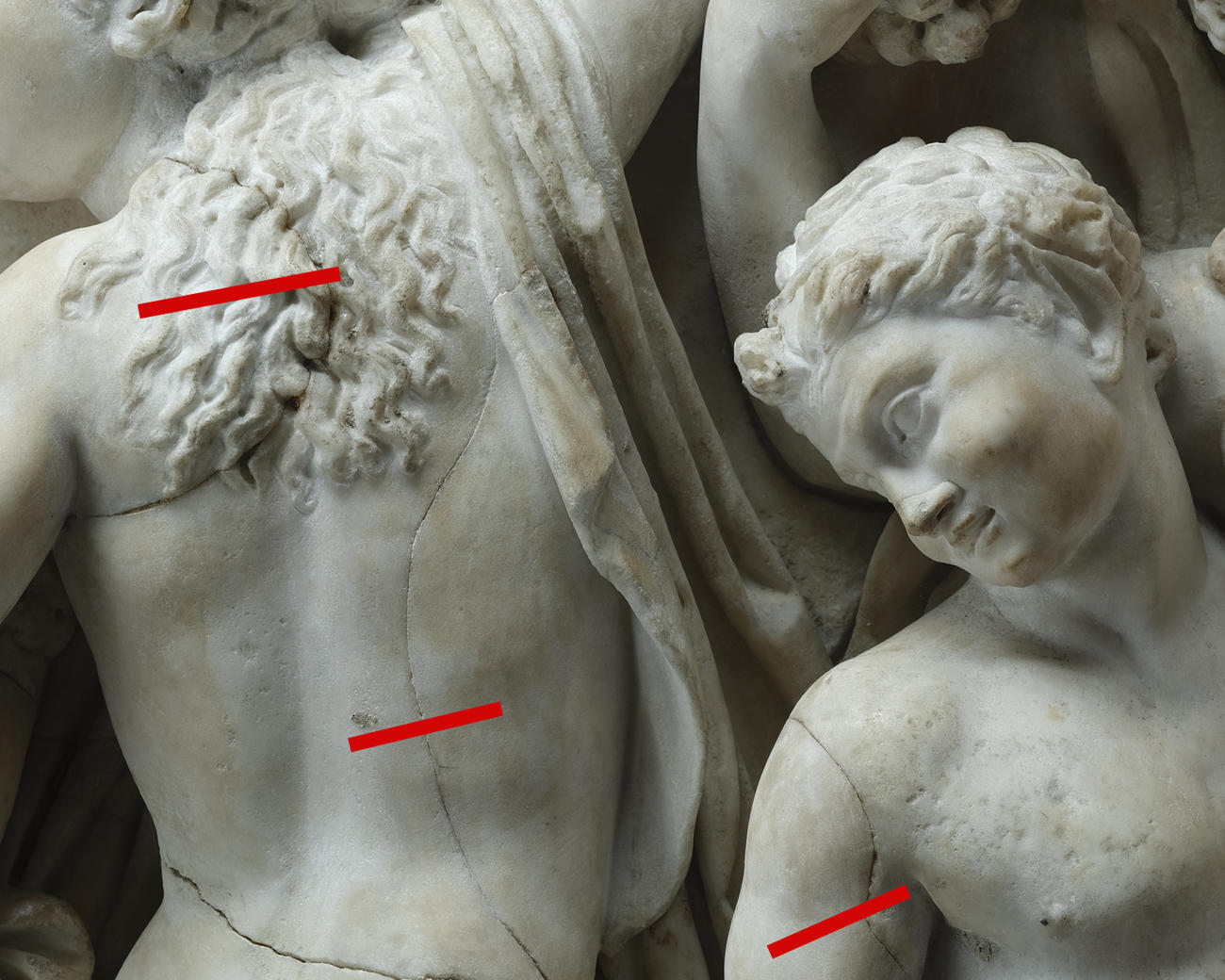A close up of the sarcophagus showing where the pins would be