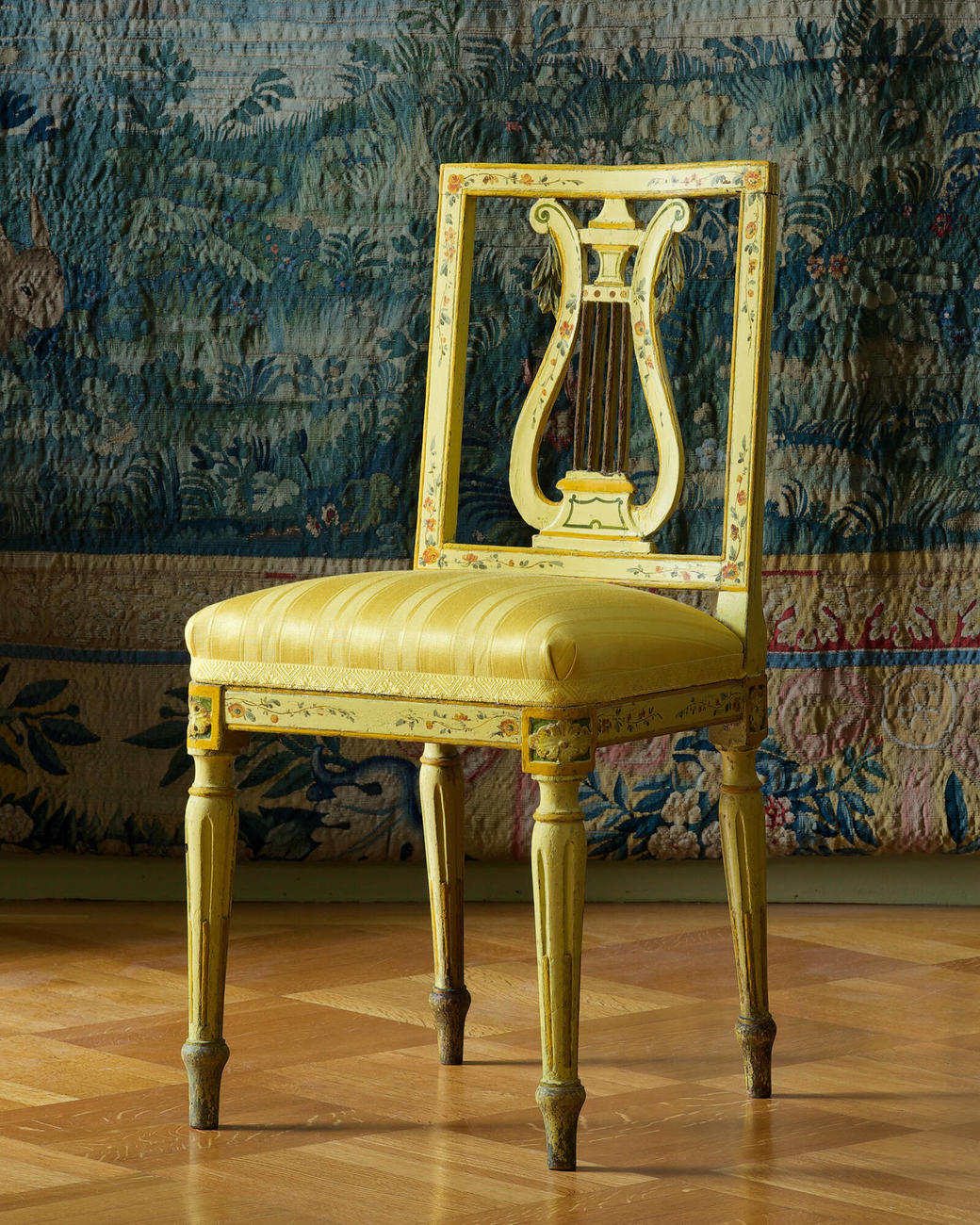 管429☆イギリス製☆アンティーク☆リラLyreバックチェア☆ダイニングチェア Lyre-back Side Chair (Sedia con schienale con cartella a lira
