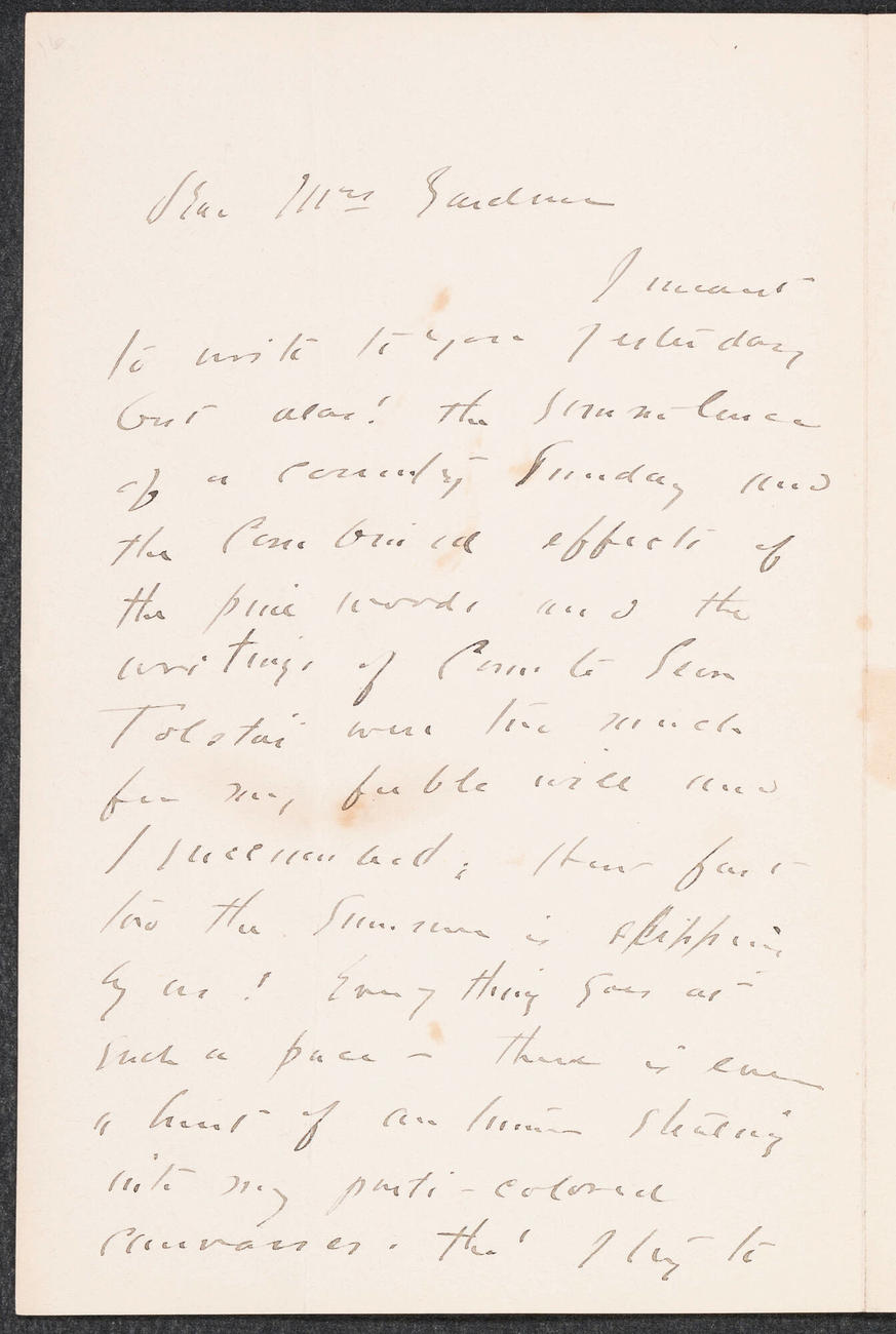 Letter to Isabella Stewart Gardner from Medfield, Massachusetts