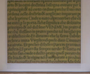 The text from Dante’s Canto IV in green in a square of grass from Ackroyd & Harvey’s ‘Script’.