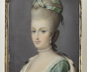Jean-Baptiste Isabey (Nancy, 1767–1855, Paris), Miniature of Marie Antoinette, about 1786. Oil, 9 x 6 cm (3 9/16 x 2 3/8 in.)
