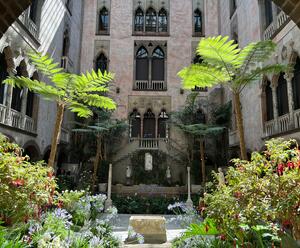 A view from the ground level of the courtyard 