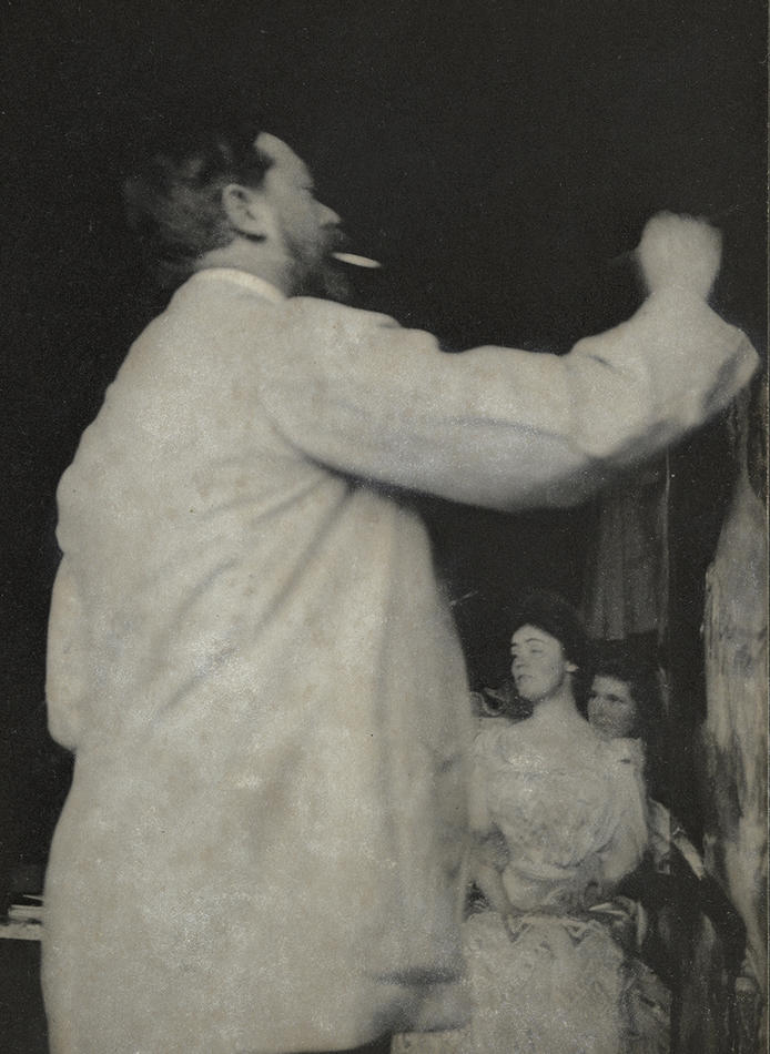 John Singer Sargent Painting Gretchen Osgood Warren and her daughter Rachel in the Gothic Room