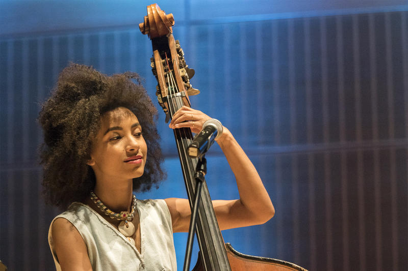 Esperanza Spalding performing at a RISE concert