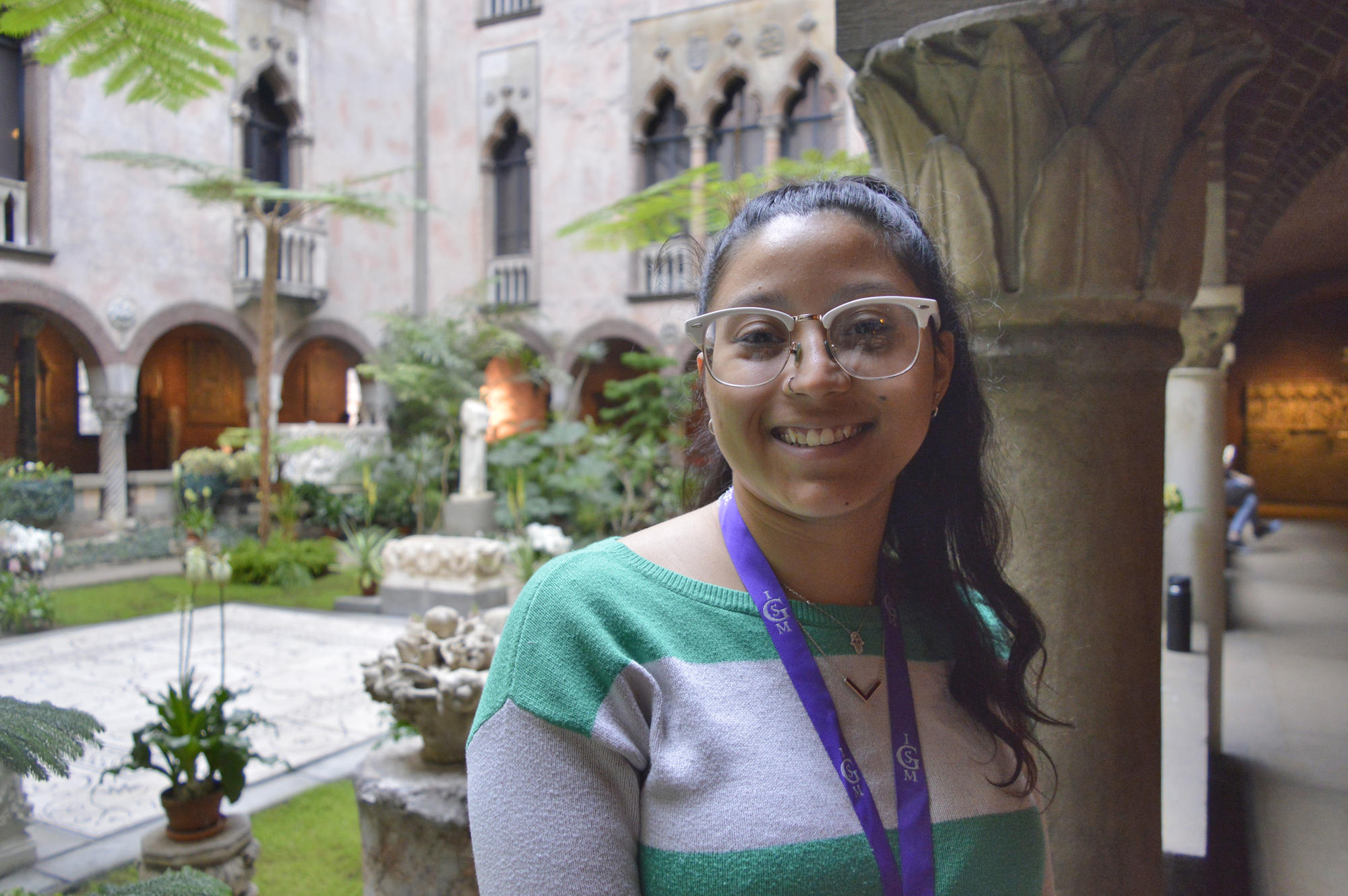 Gardner Ambassador Maia Rivera in the Courtyard.