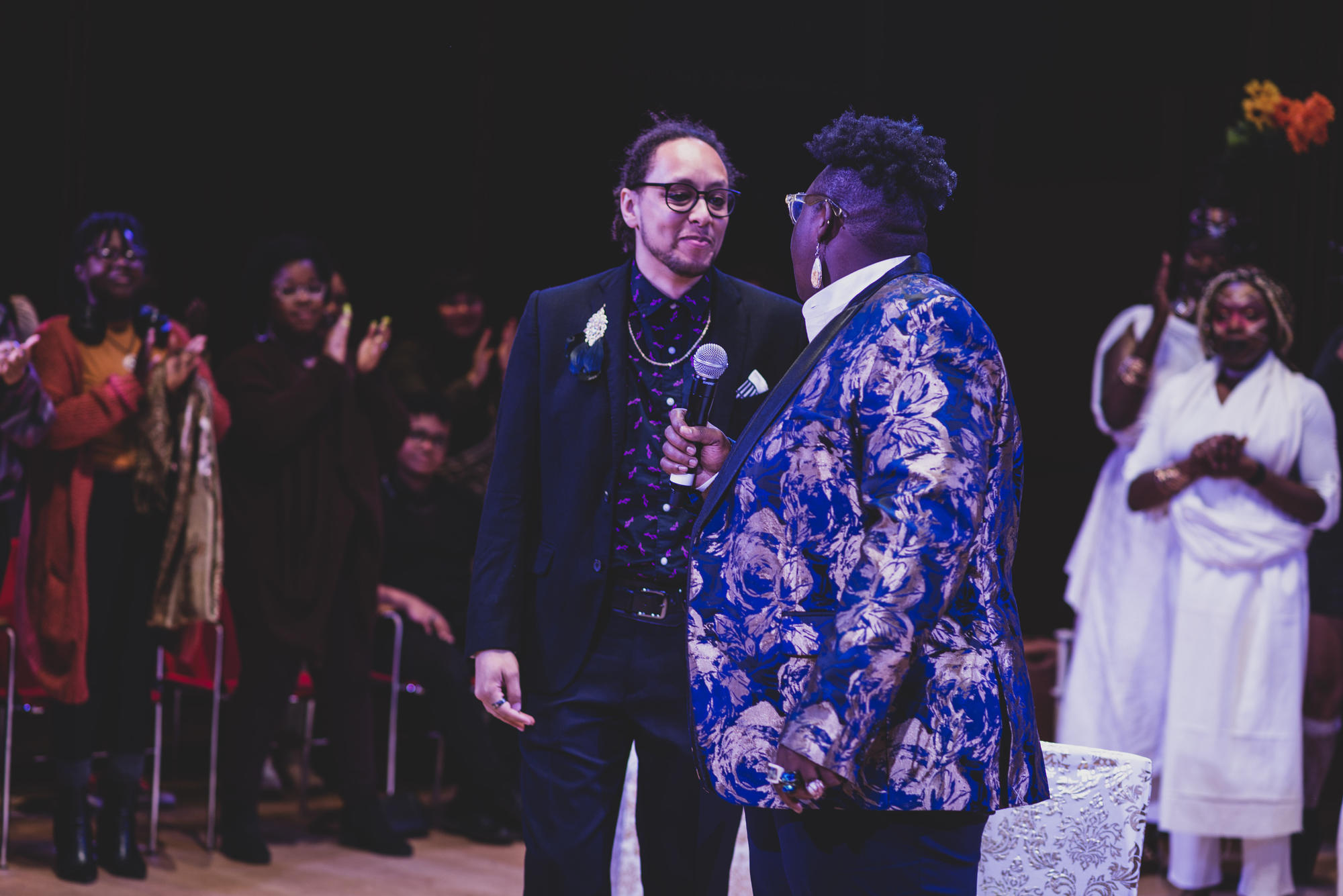 Left: Marshall "Gripp" Gillson; Right: Porsha Olayiwola. Playwrights. Photo by Steve Osemwenkhae.