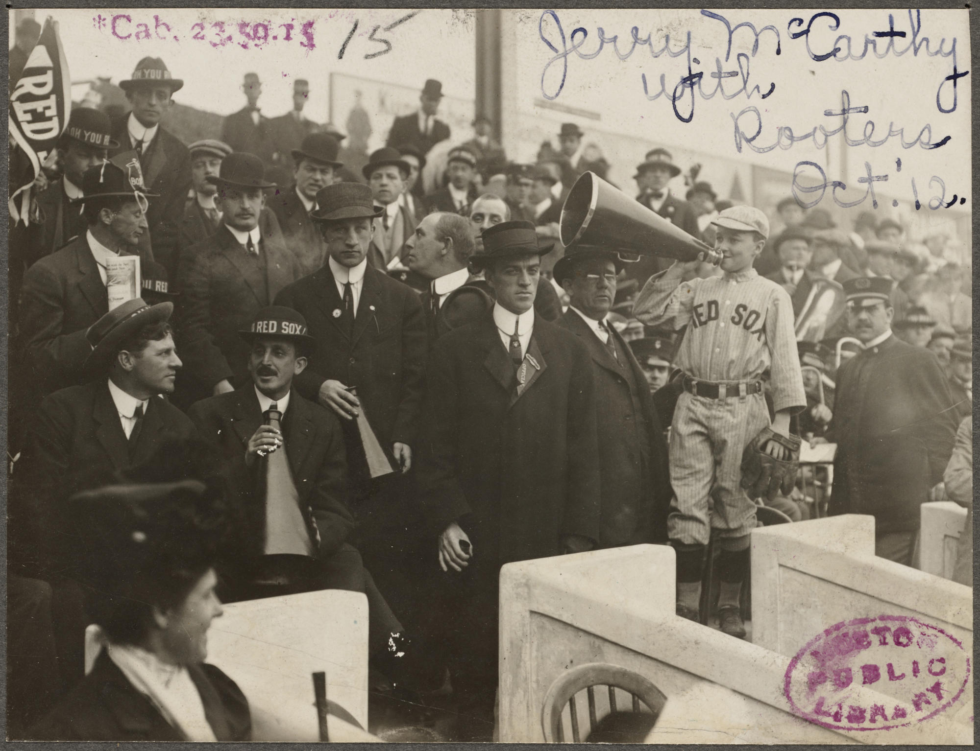 Jerry McCarthy with Rooters, 1912 World Series. Courtesy of the Digital Commonwealth.