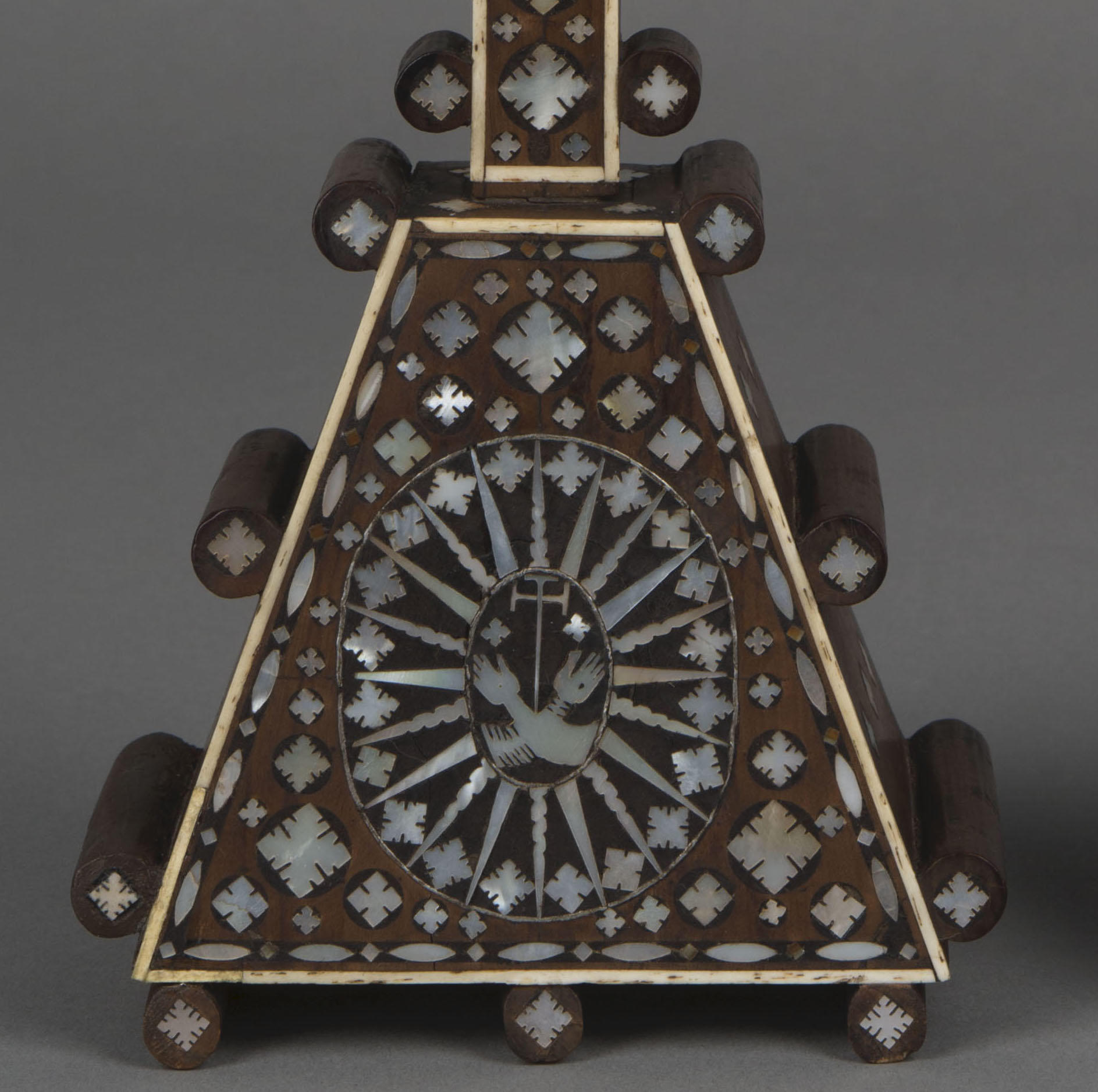 Italian, Venice, Cross, 17th century, showing a detail of the Franciscan Coat of Arms