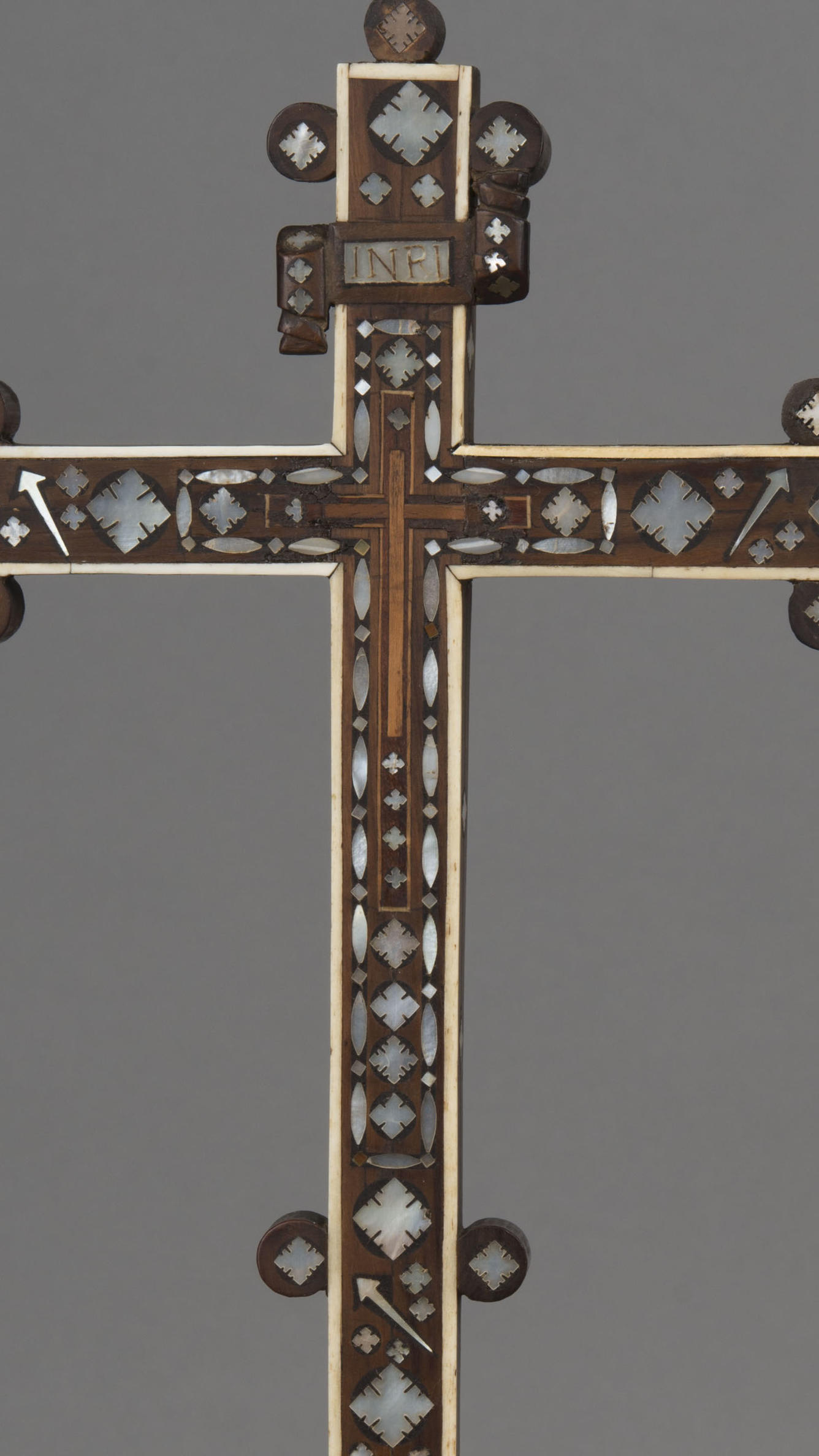 Italian, Venice, Cross, 17th century, showing a detail of the three nails