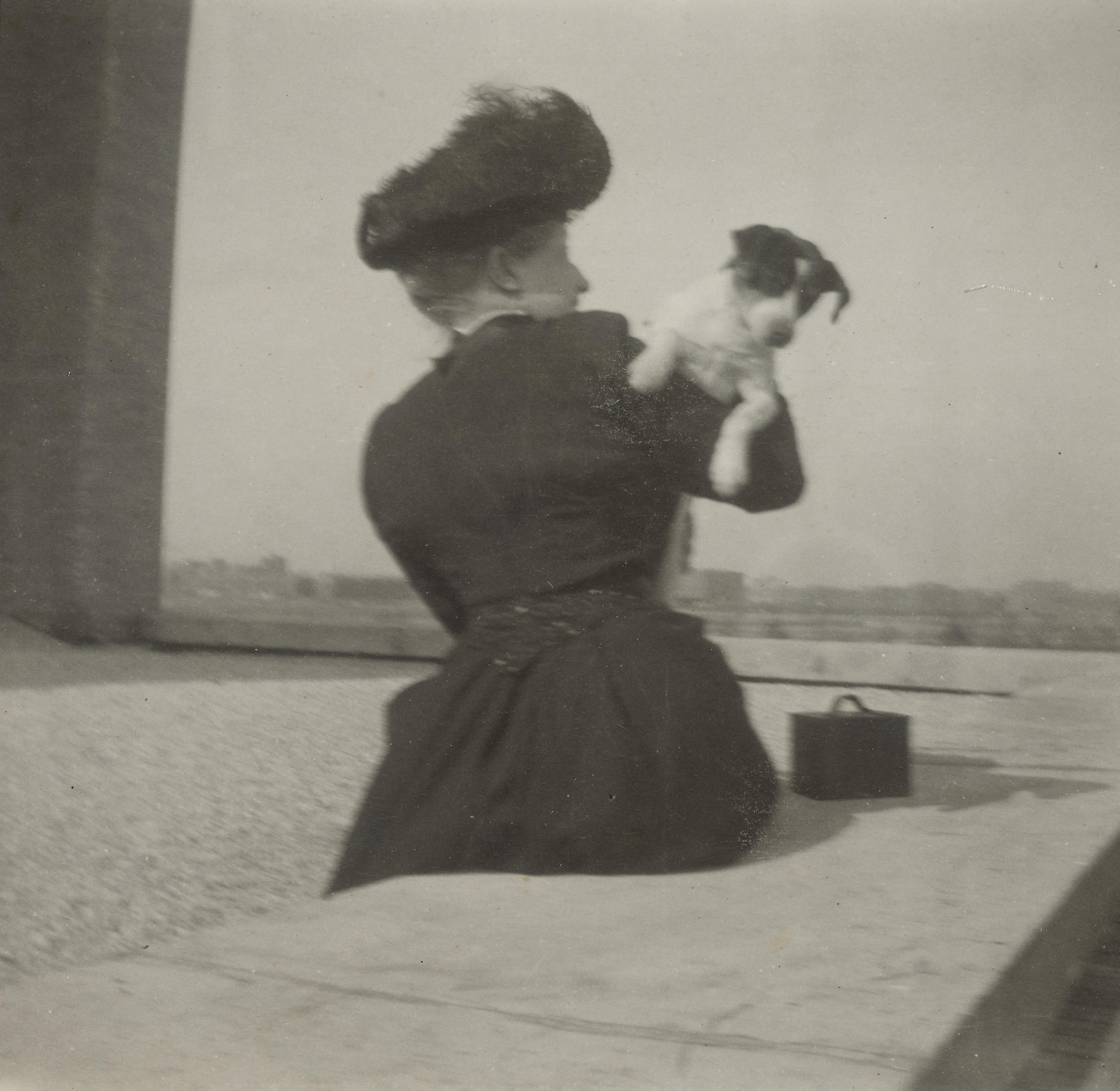 Isabella Stewart Gardner and Kitty Wink on the Roof of Fenway Court, about 1901