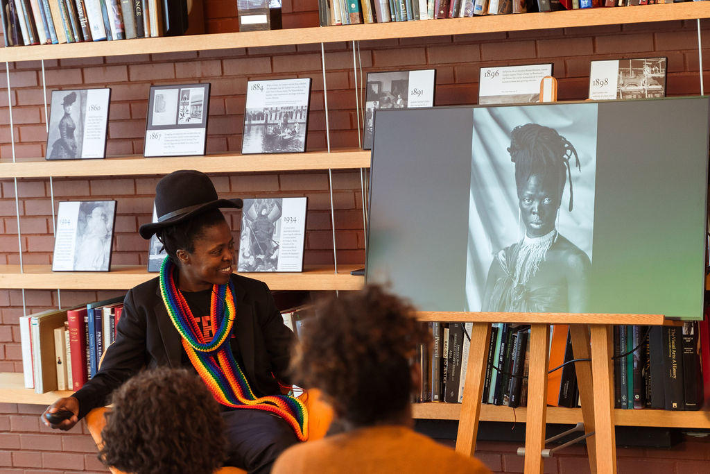 Zanele Muholi organized a “share-out” about the subversive power of their work, listened to people’s stories, and energized attendees to create bigger changes within Boston’s own artistic community.