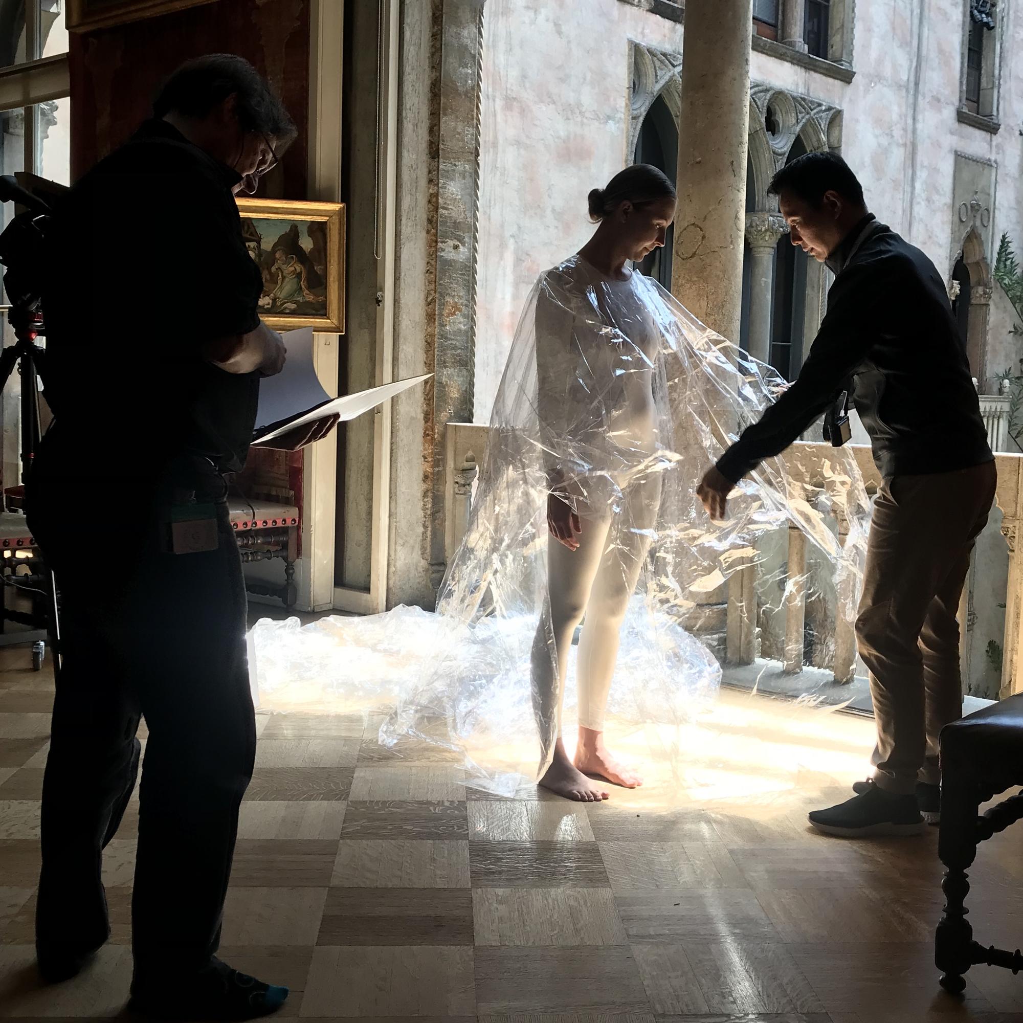 Shen Wei and dancer Lilly Balch preparing for a scene in Passion Spirit, 2019