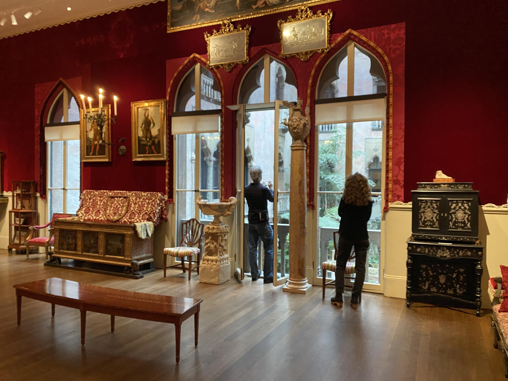 Mary Reid Kelley and Patrick Kelley exploring Raphael Room at the Isabella Stewart Gardner Museum