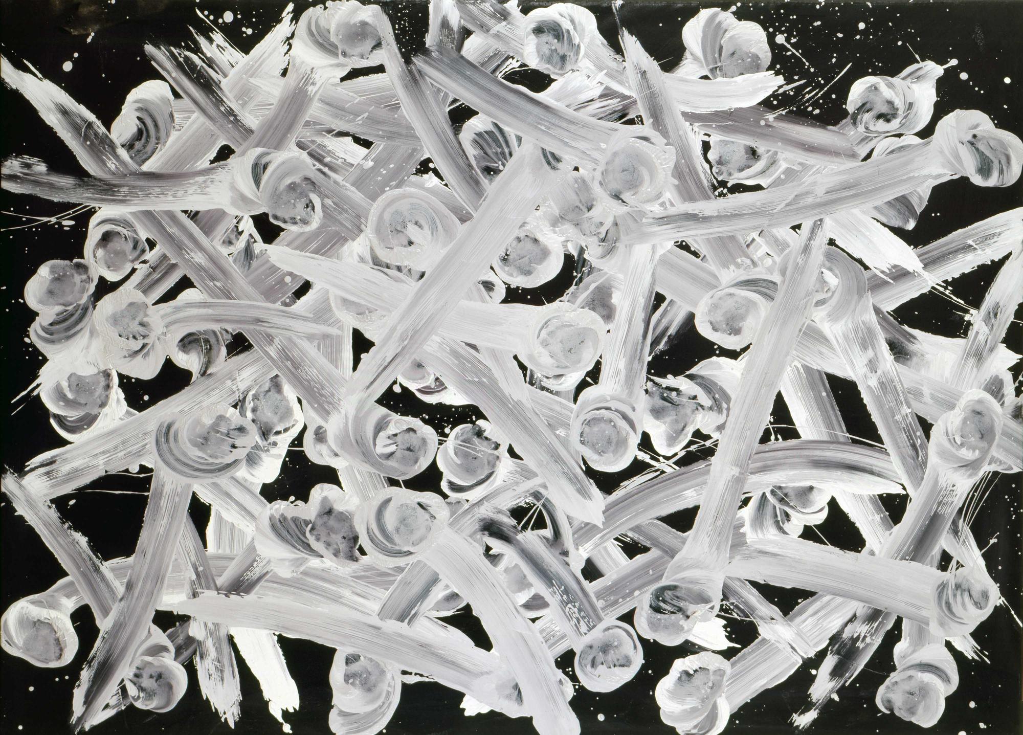 《运动第6号 （脚的滑动与转动—白色）》 布本油画 2005
