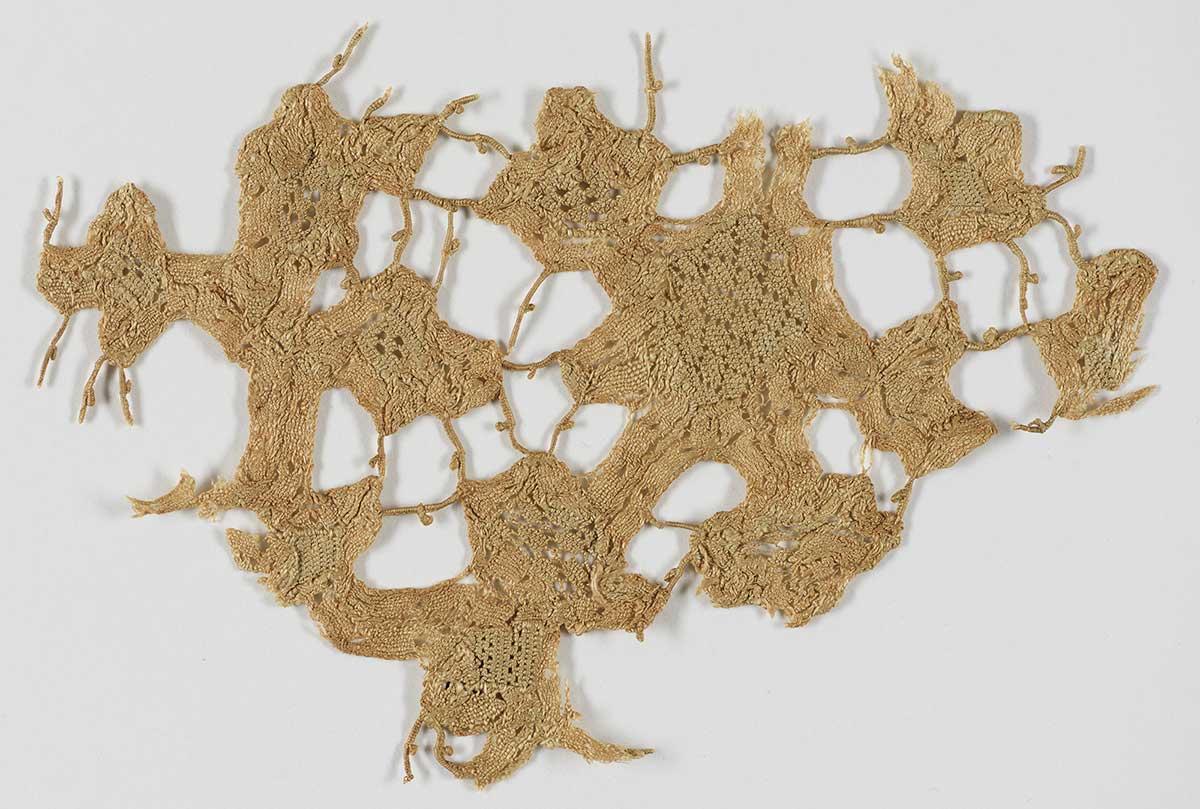 Fragment of Flemish mixed lace said to have been a piece of a dress worn by Mary, Queen of Scots