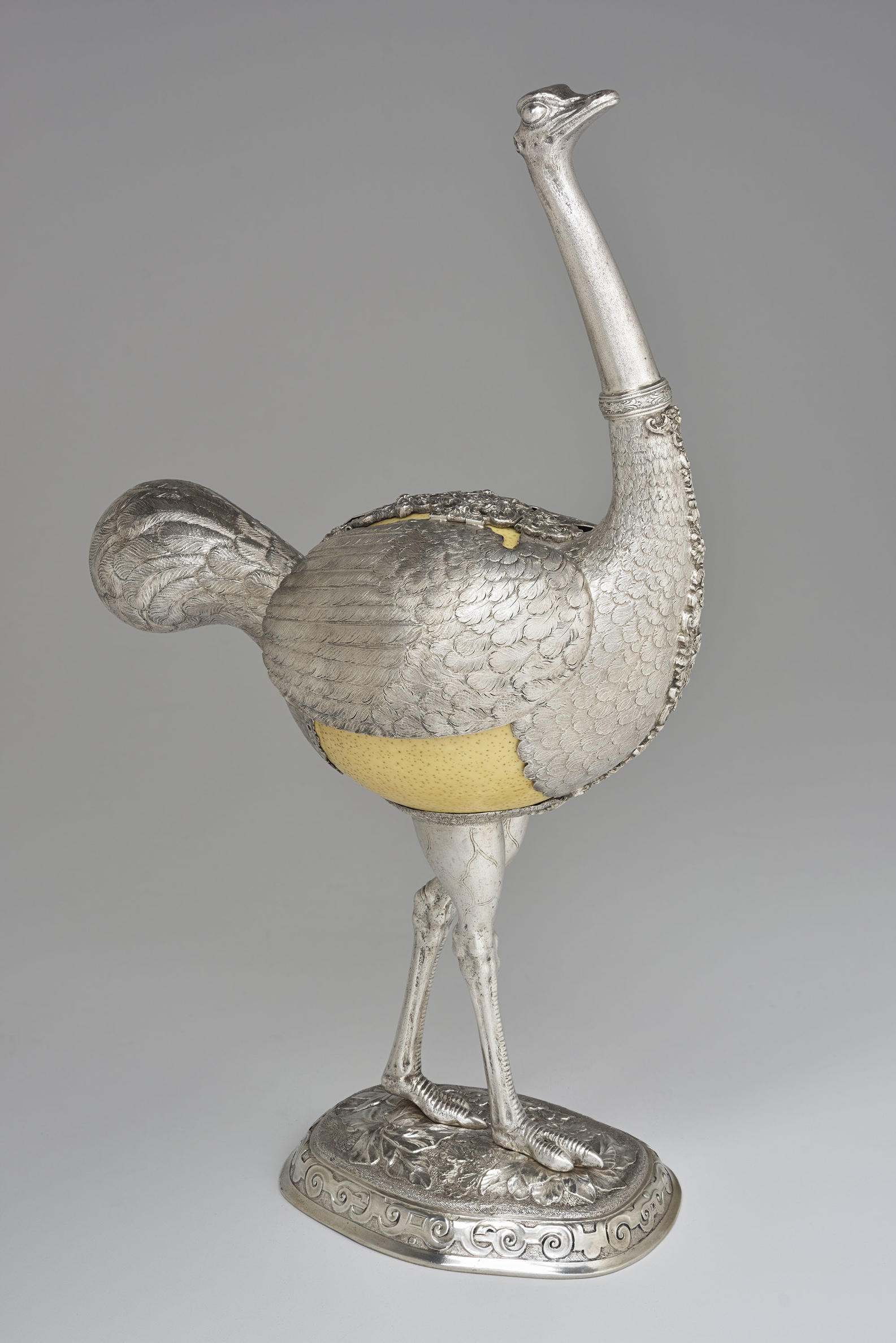 This silver ostrich constructed in Germany in the 17th century
