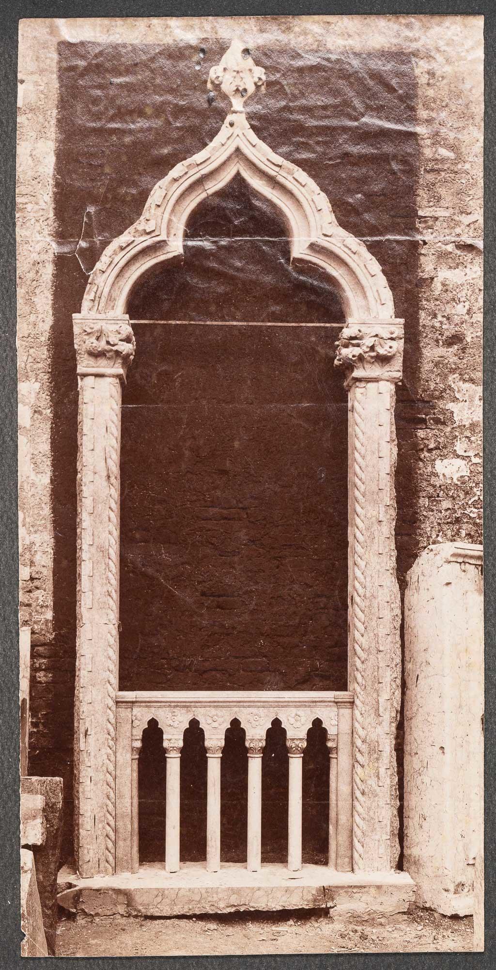 Photograph of a Venetian window that Isabella Stewart Gardner purchased from the antique dealer Francesco Dorigo