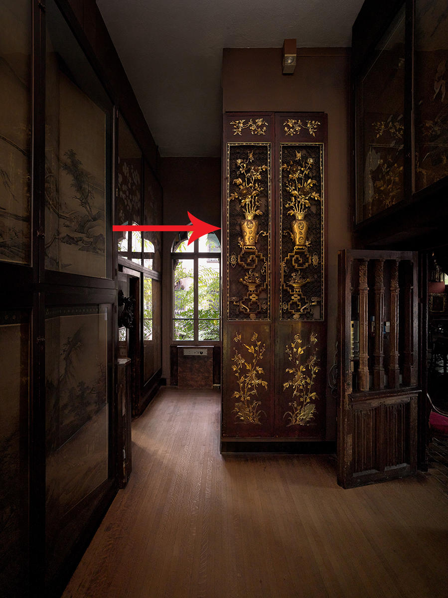 Second Floor Passage showing tall Chinese lacquer doors