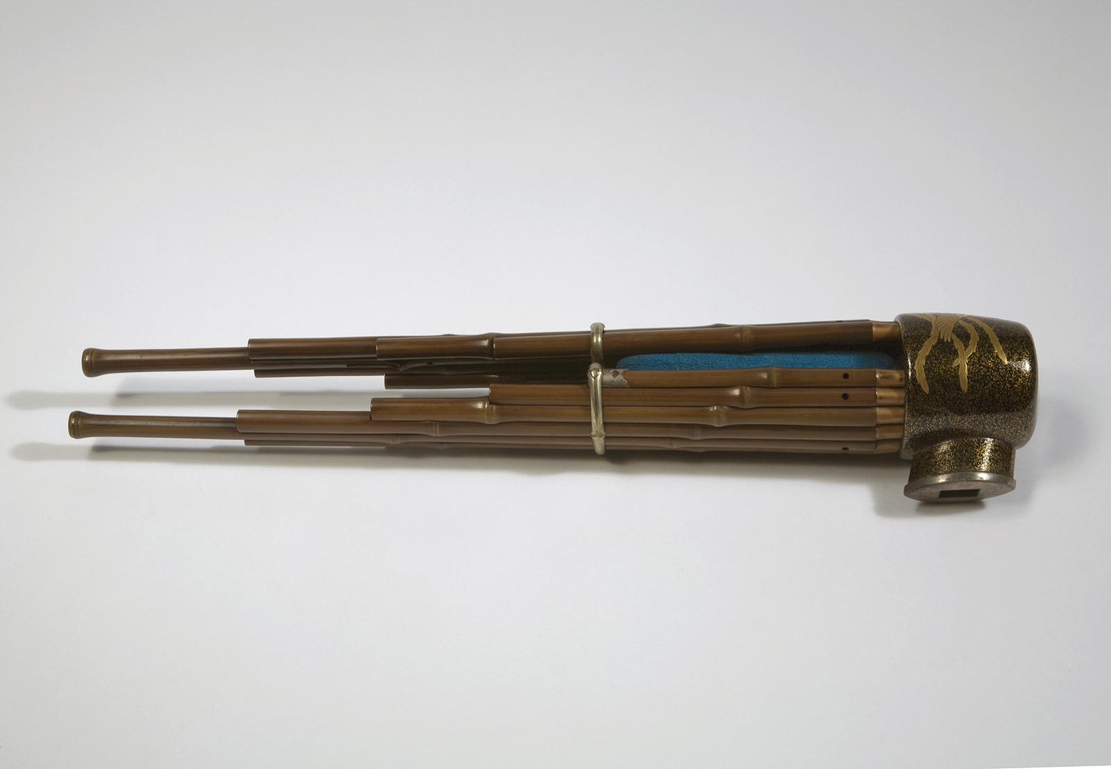 Japanese, Phoenix Mouth Organ (Ho Sho), before 1850. Lacquered bamboo and wood, with gold decoration, silver