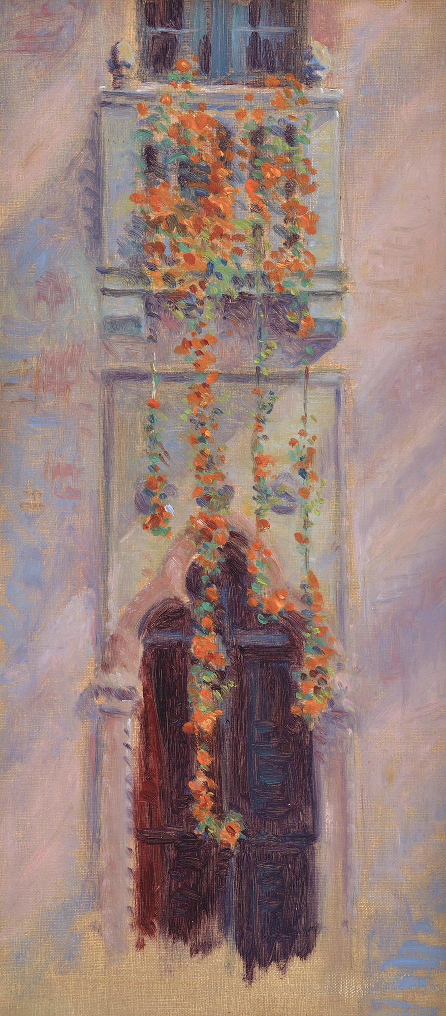 A drawing of Nasturtiums in the Isabella Stewart Gardner courtyard.