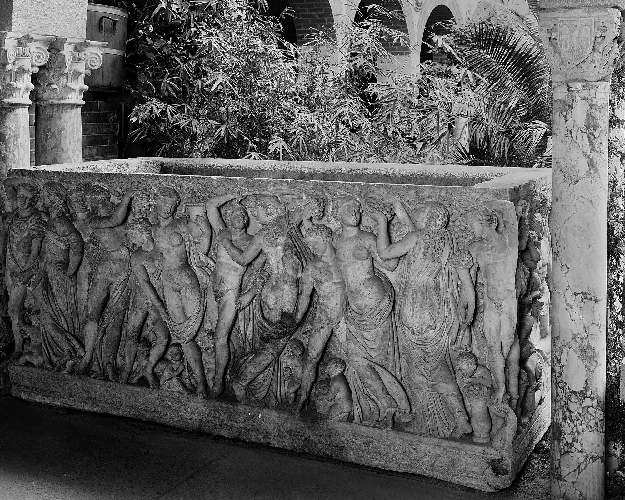 Black and white photo of the sarcophagus