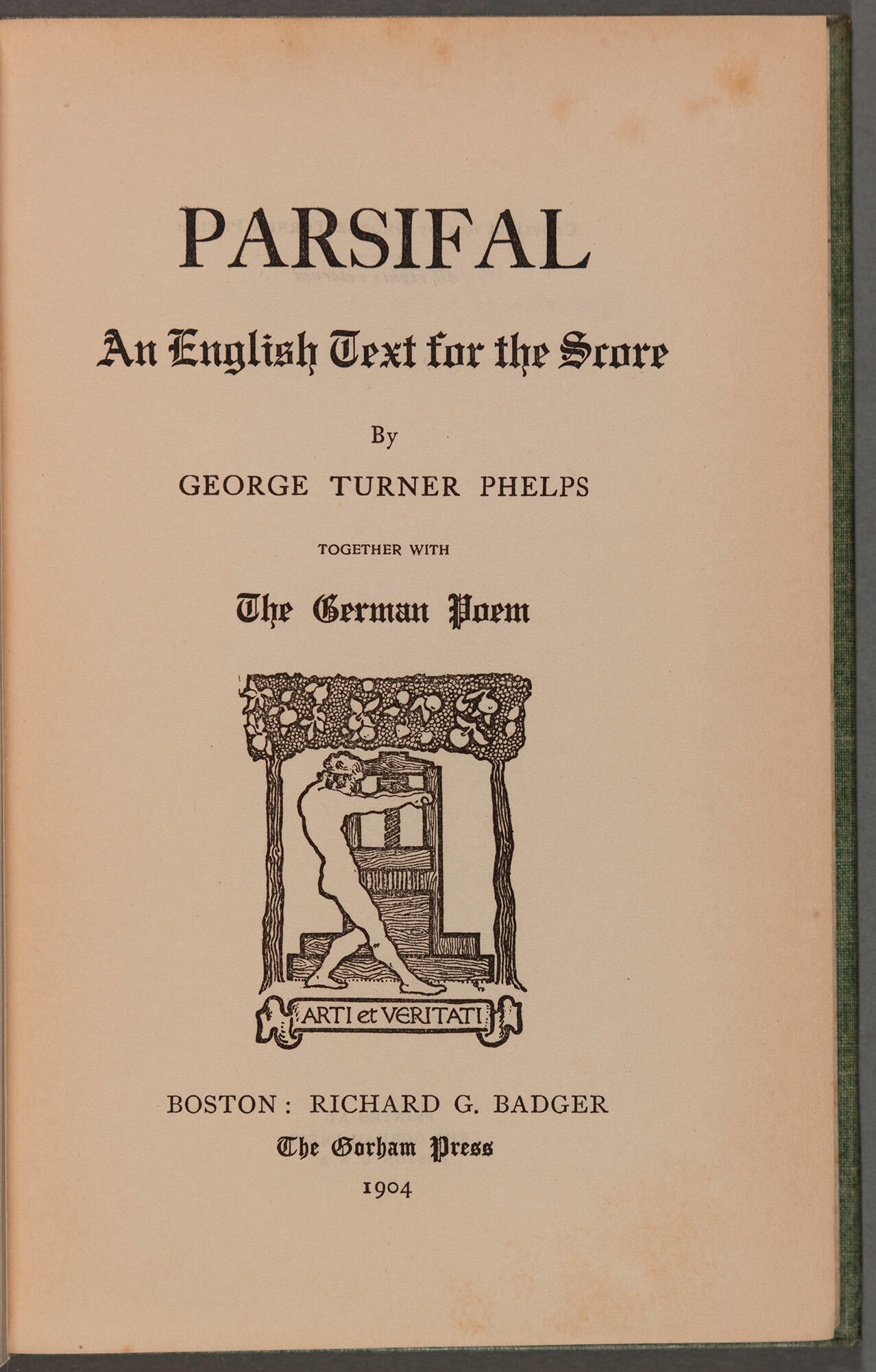 Parsival an English text title page.