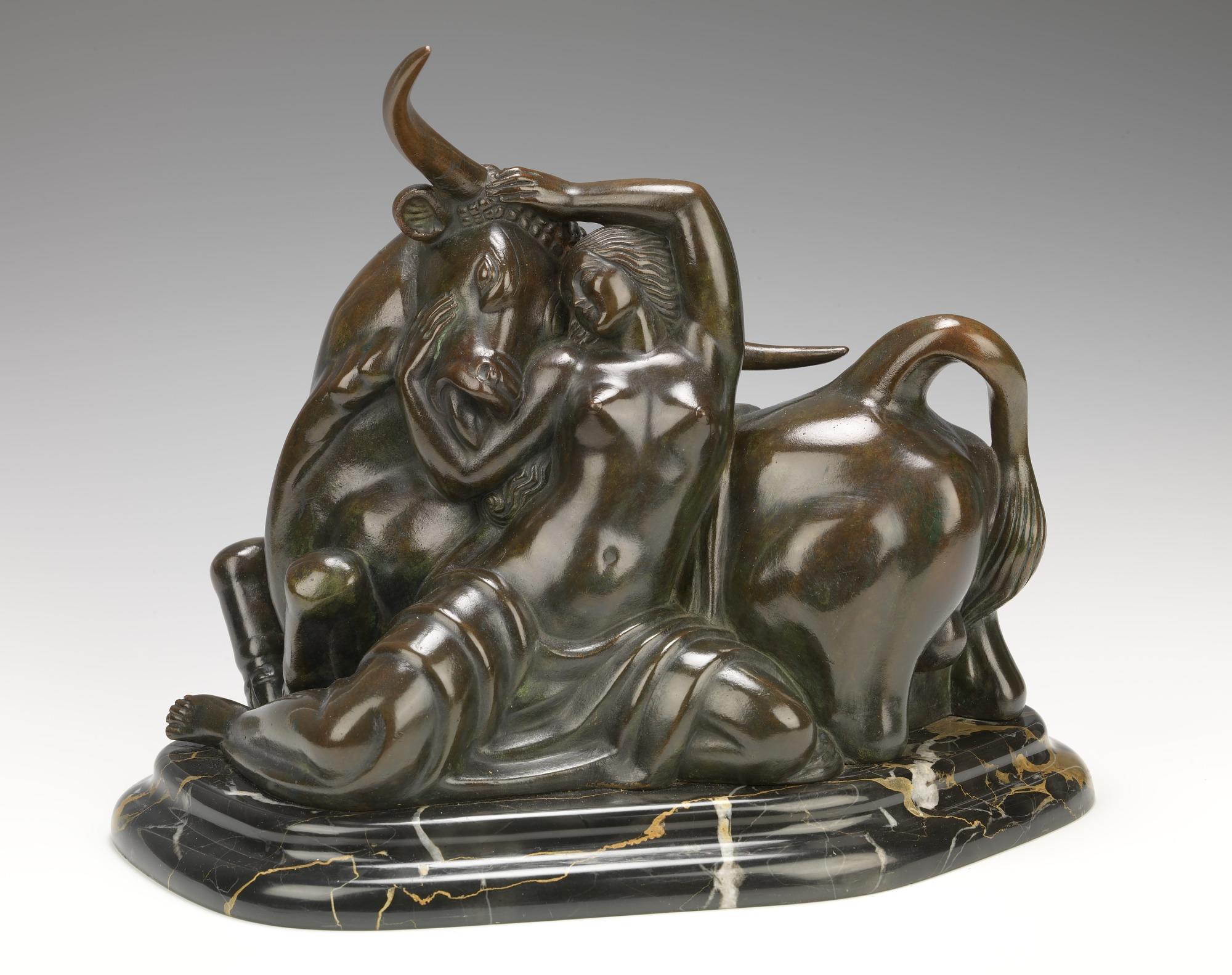 A bronze statue of Rape of Europa by Paul Manship.