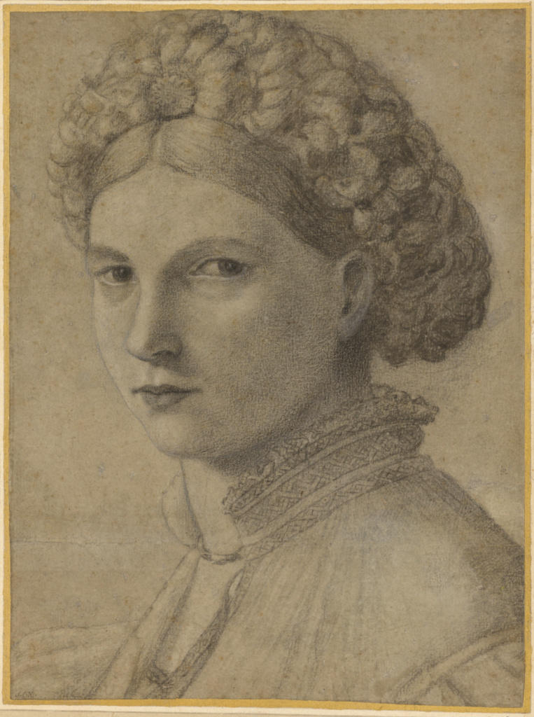 A sketch of a Portrait of a Young Woman.