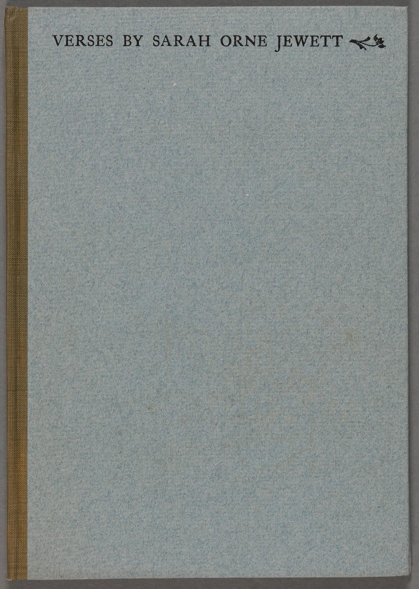 A cover of a text titled Verses by Sarah Orne Jewett.