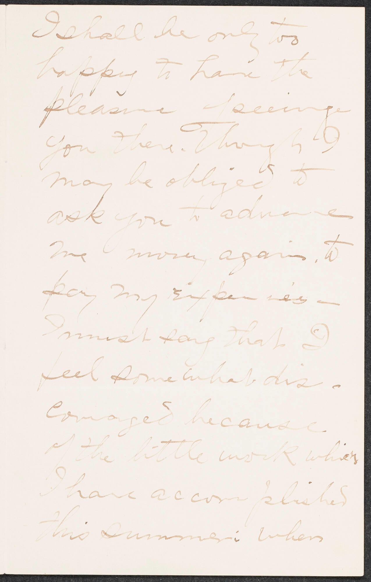 Handwritten letter in brown ink from Andreas Martin Andersen to Isabella Stewart Gardner.