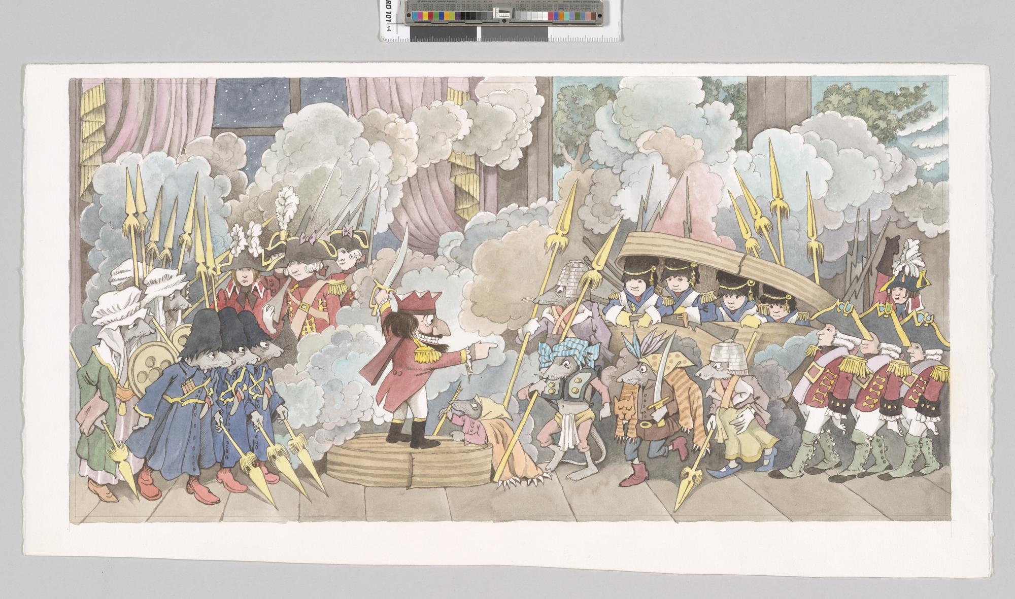 Design for battle scene, act 1, 1982–83 