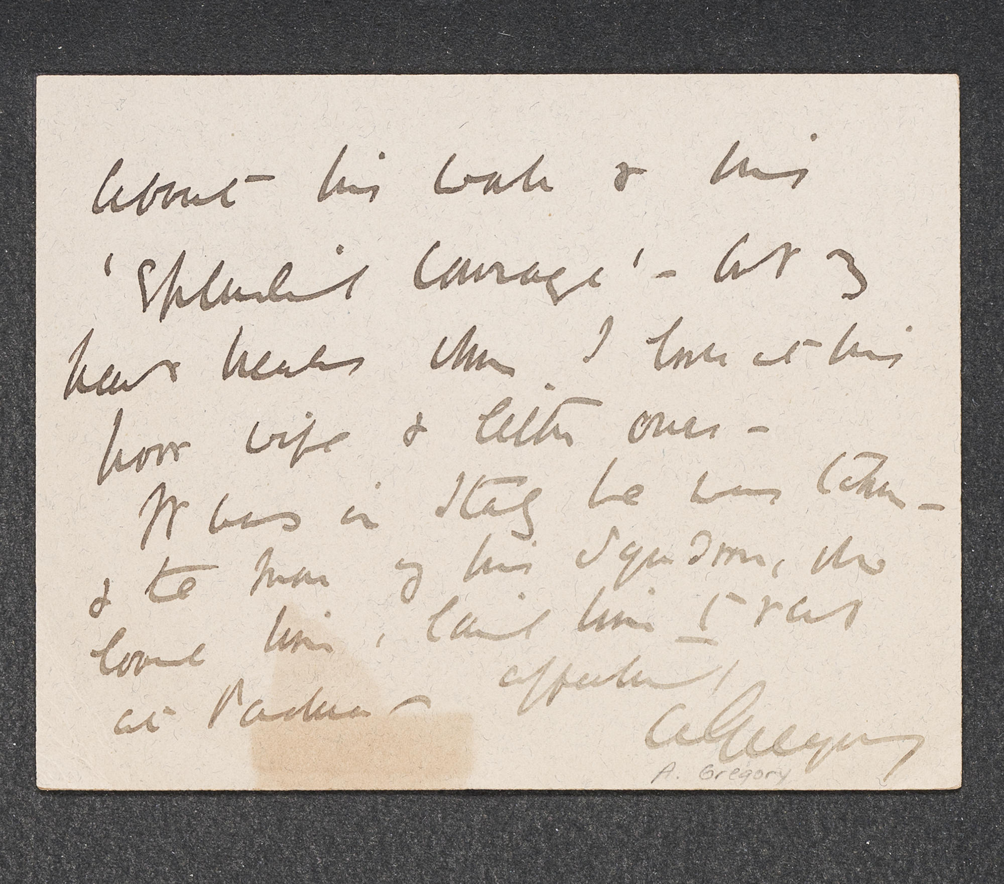 Page two of the handwritten letter from Lady Augusta Gregory to Isabella Stewart Gardner about her son’s death.