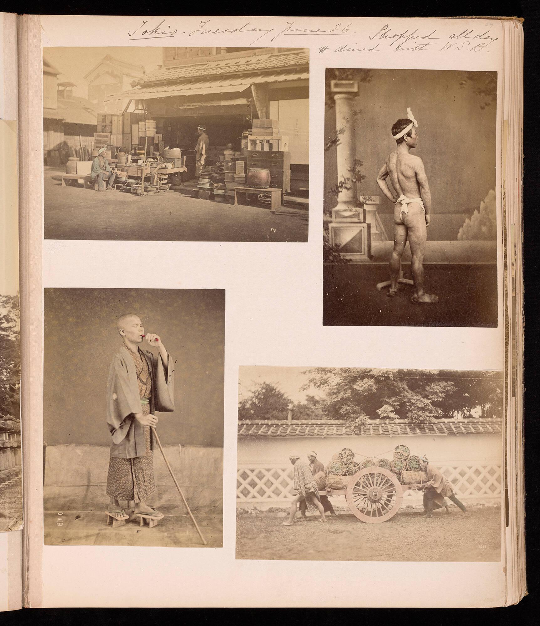 Bound album including collected photographs, found papers, pressed botanicals, and pen-and-ink annotations