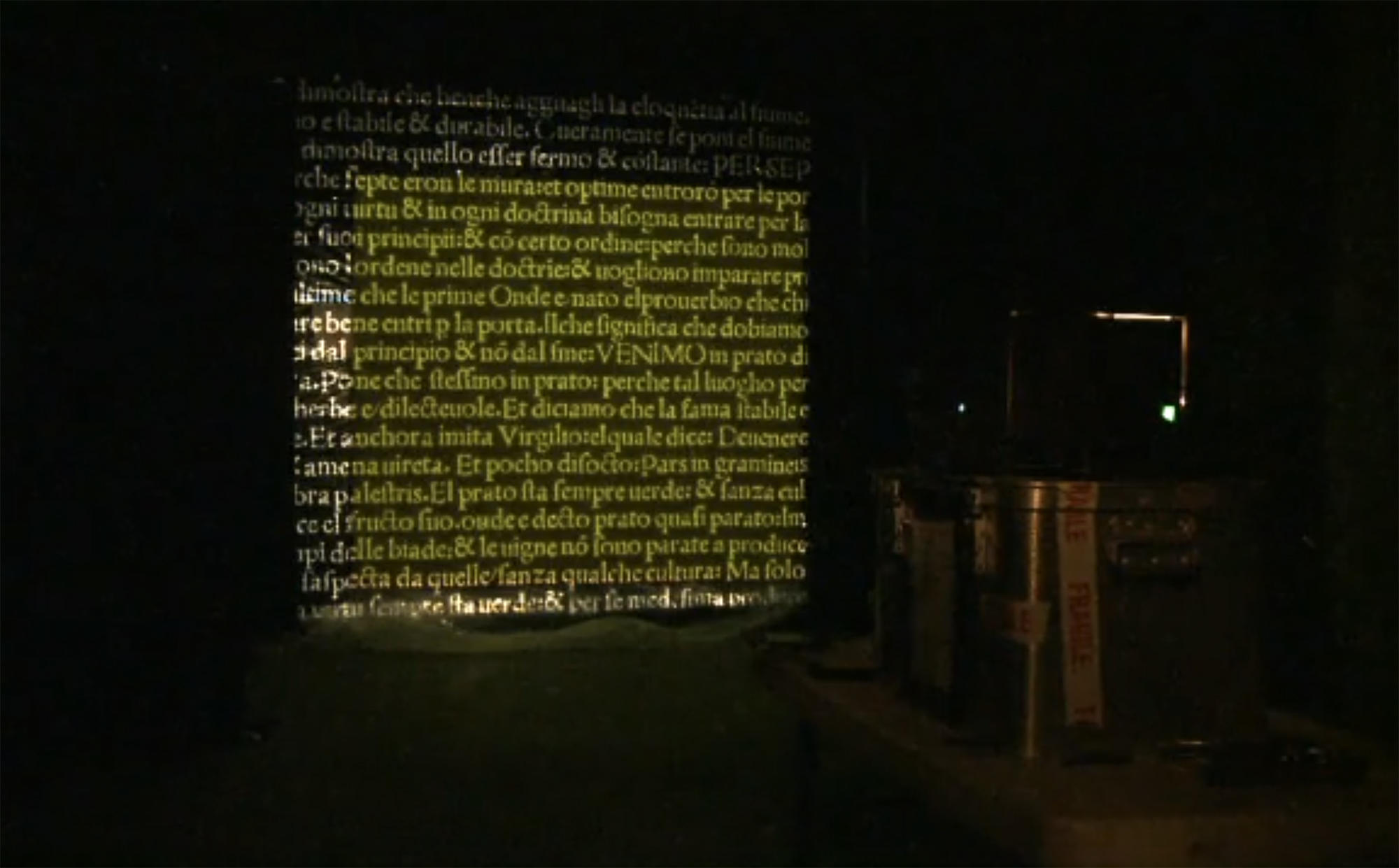 The text from Dante’s Canto IV growing in a square of grass from Ackroyd & Harvey’s ‘Script’.