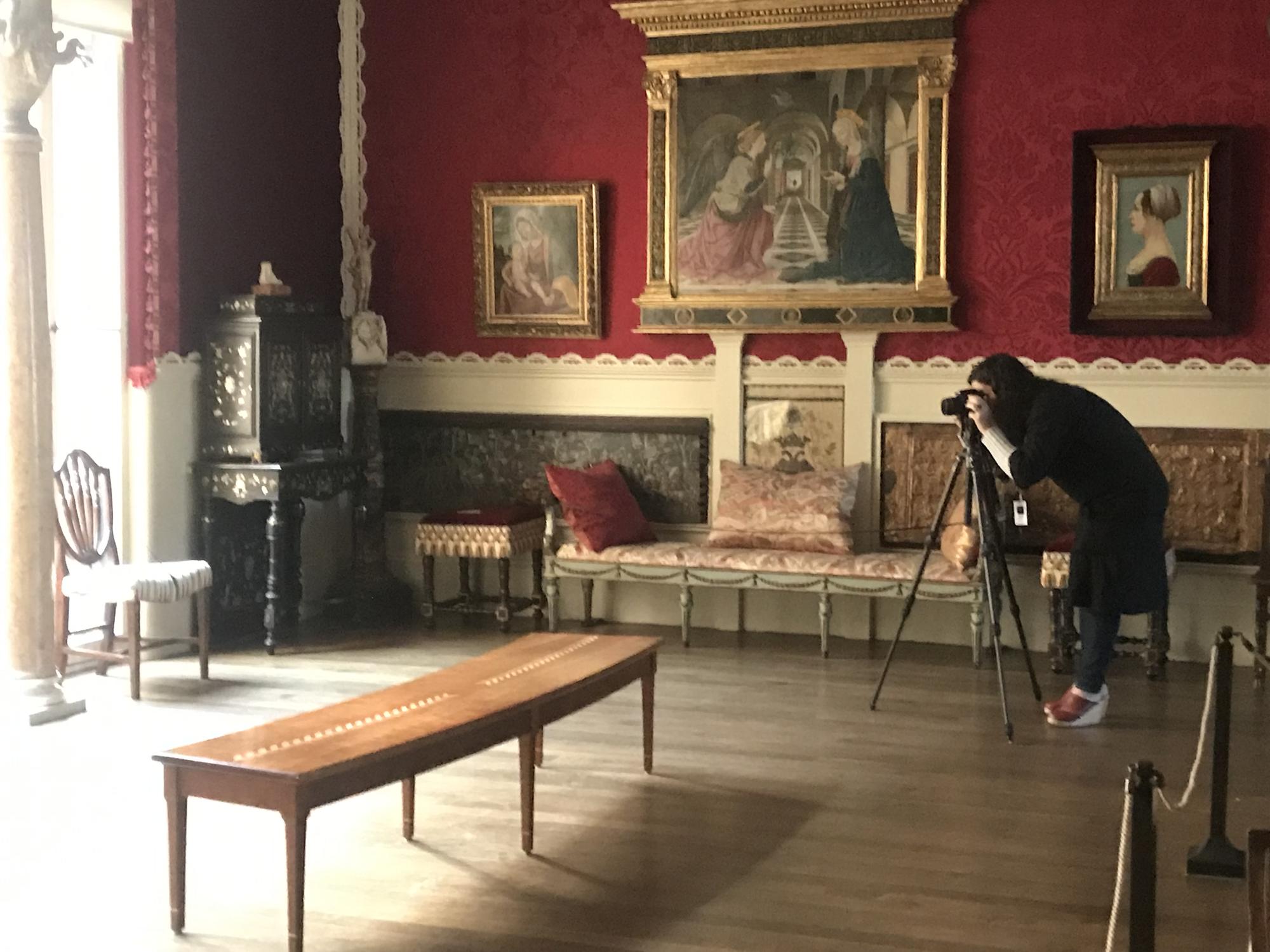 Nicole Cherubini photographing objects in the Raphael Room, 2019