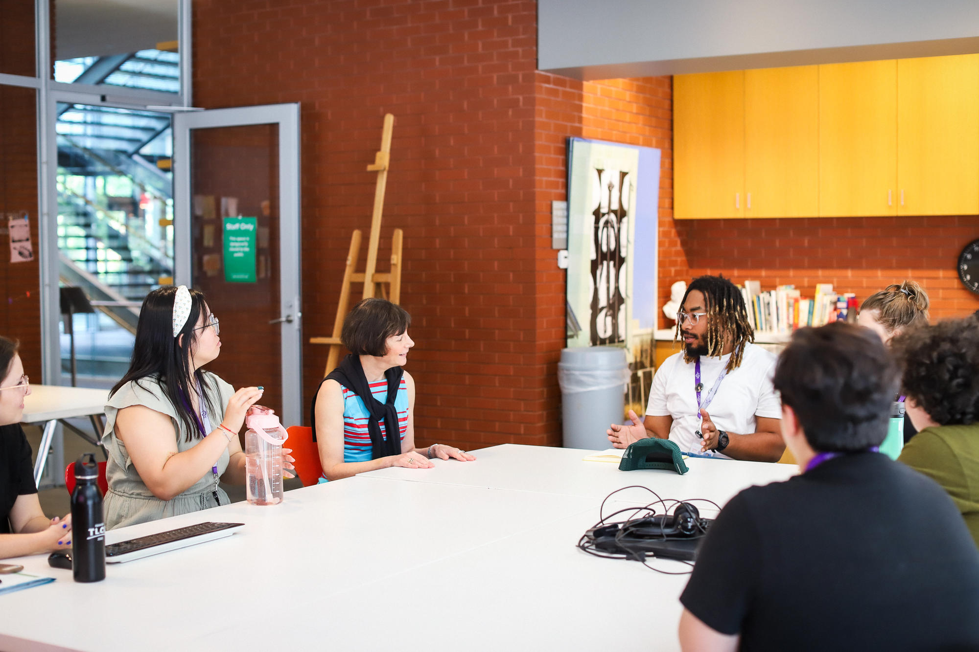 Ambassadors in a round table discussion in the Education Studio 