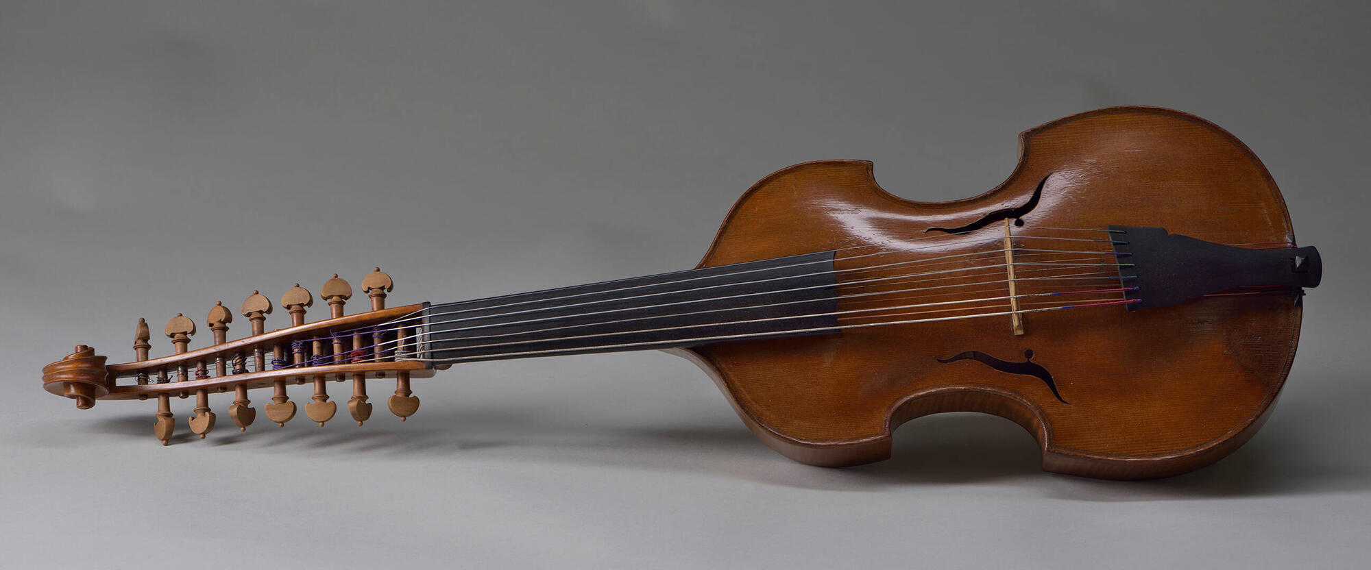 A wooden stringed instrument.