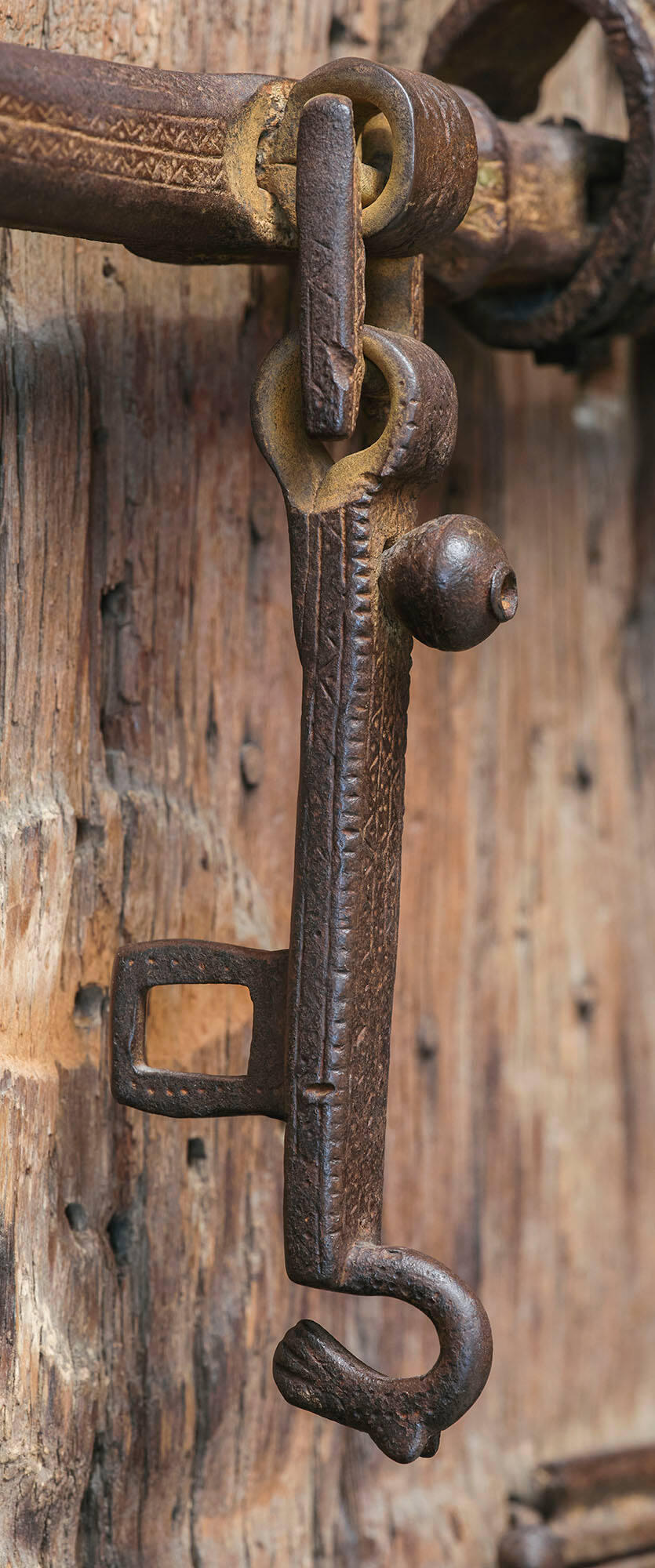  Detail of the iron hasp on the door.