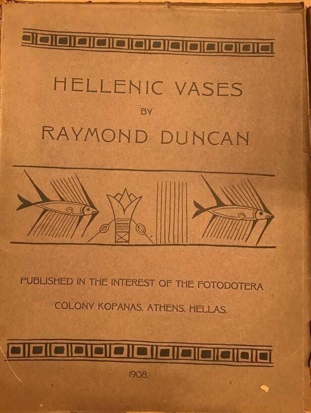 The cover of a paper book entitled Hellenic Vases by Raymond Duncan.