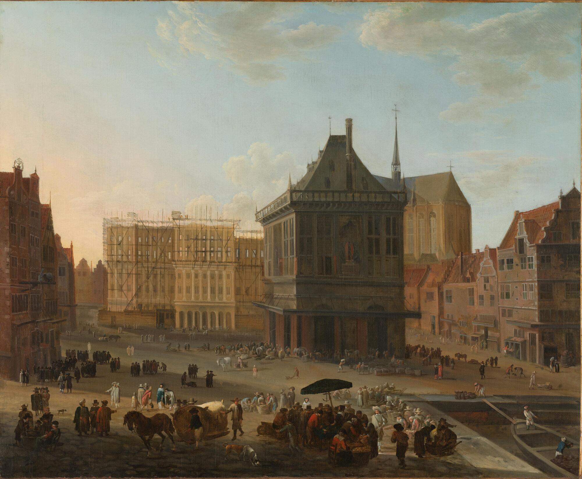 Dam Square in Amsterdam under construction