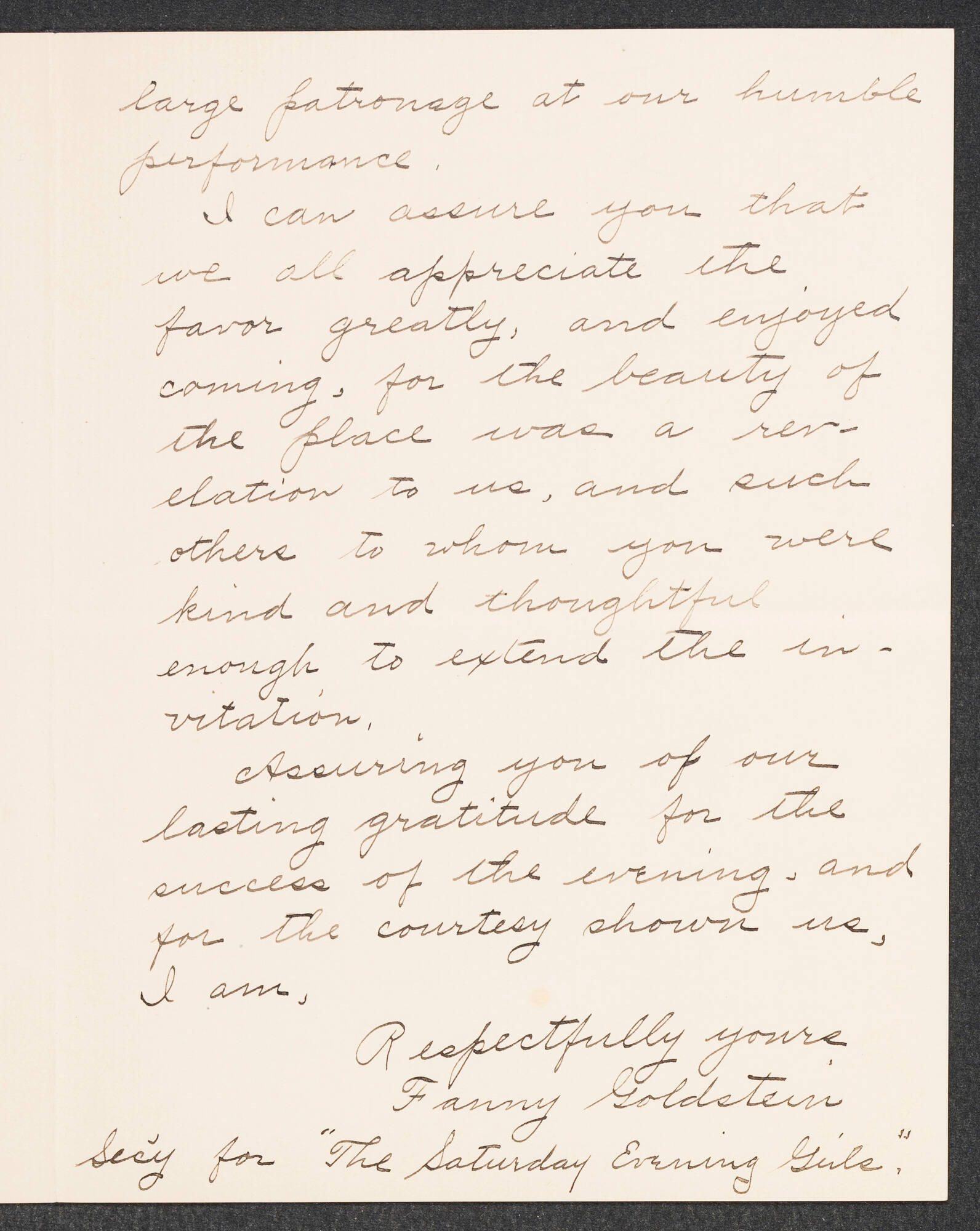 A handwritten letter in black ink starting My dear Mrs. GardnerIsabella Stewart Gardner Museum, Boston (ARC.001598)