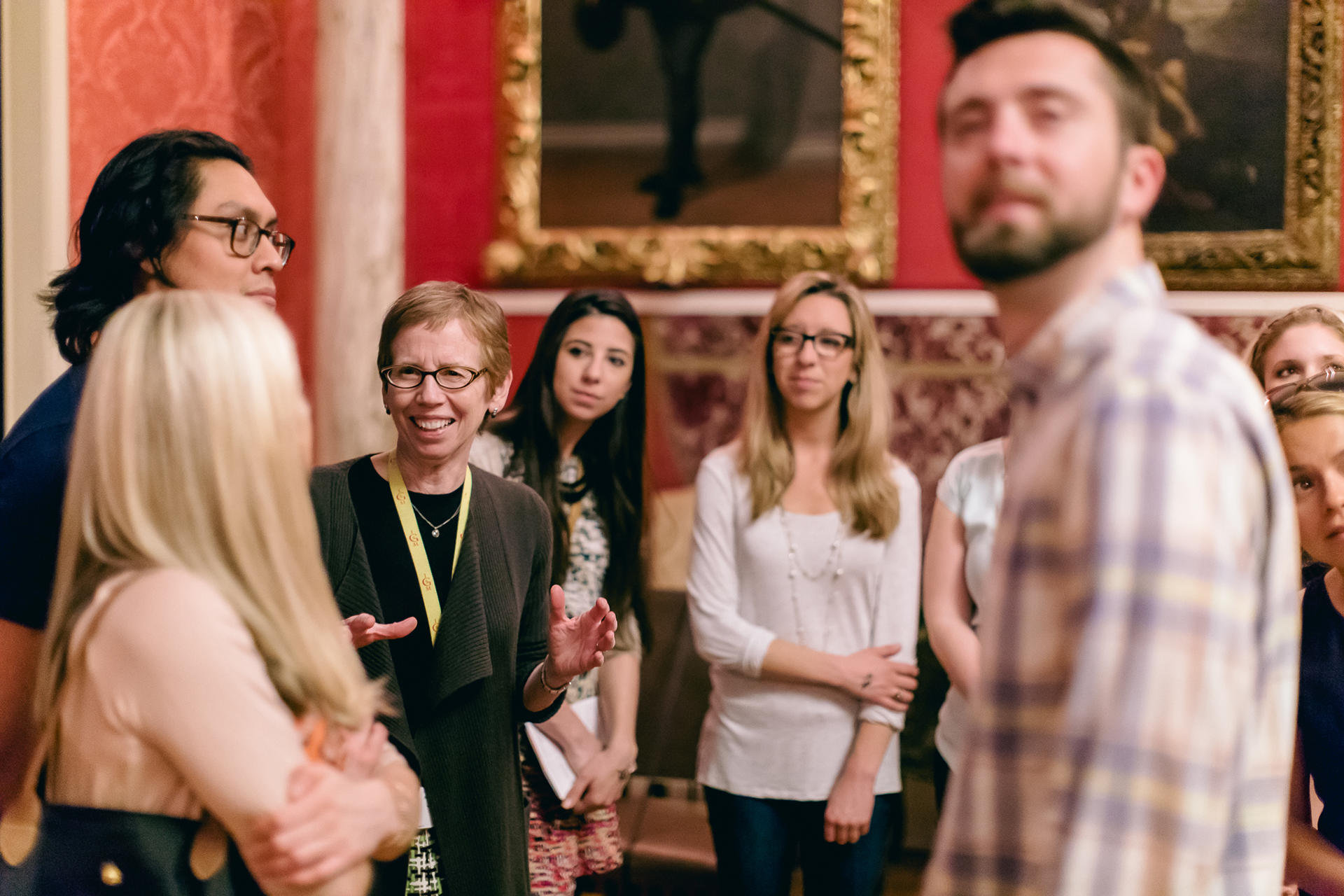 Curator of Education leading a tour in the Titian Room for a Third Thursday event at the Gardner Museum