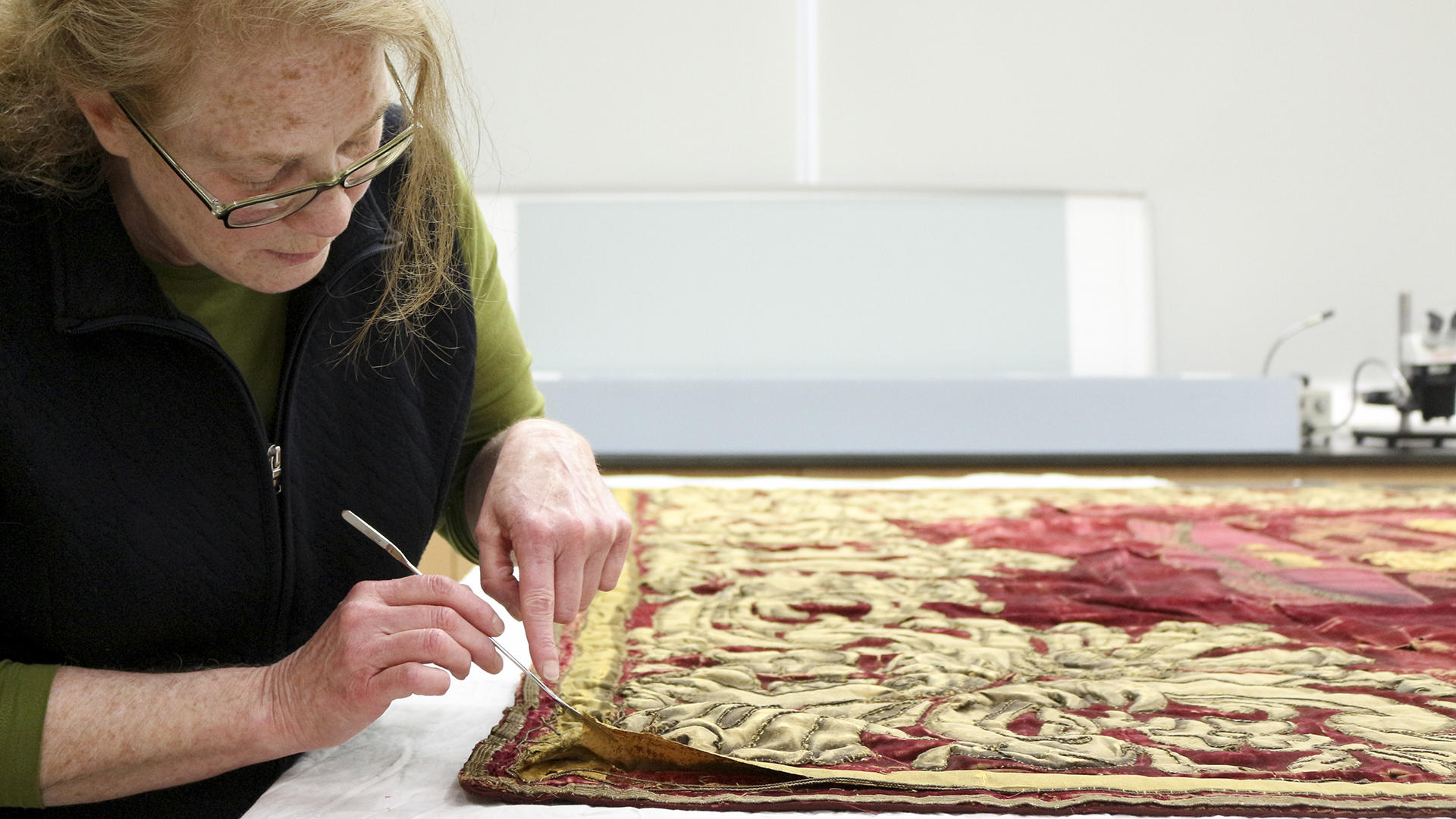 Textile conservation in the labs at the Isabella Stewart Gardner Museum