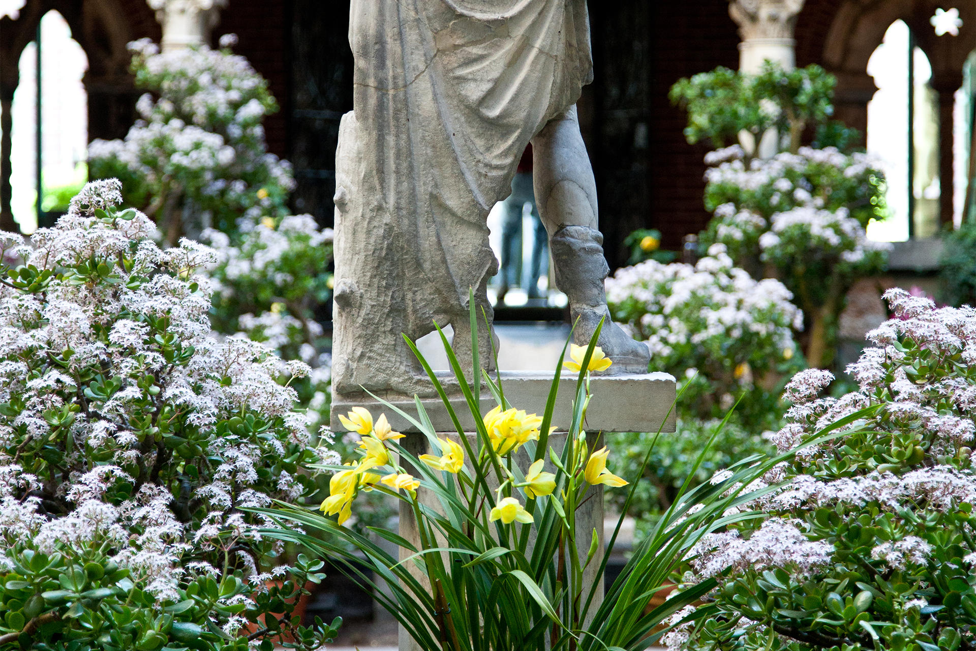 Midwinter Tropics courtyard display at the Isabella Stewart Gardner Museum.