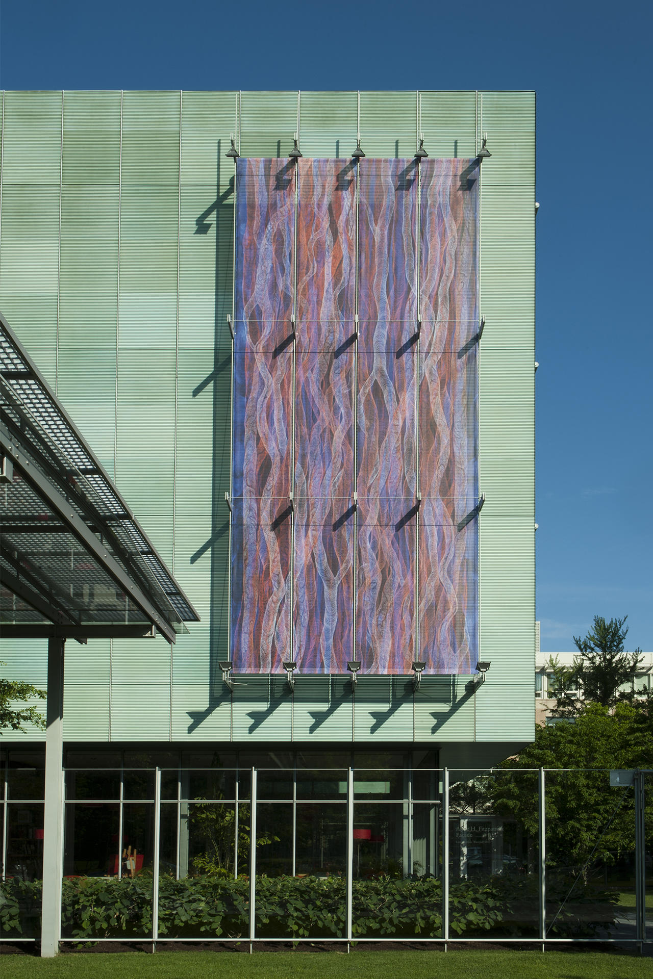 Luisa Rabbia: Waterfall on the Anne H. Fitzpatrick Façade on Evans Way